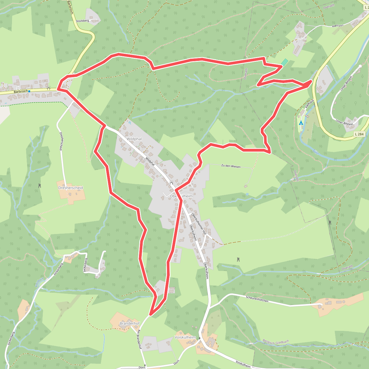[⊥] Rundweg umgedrehtes T Wanderparkplatz Bärbroich