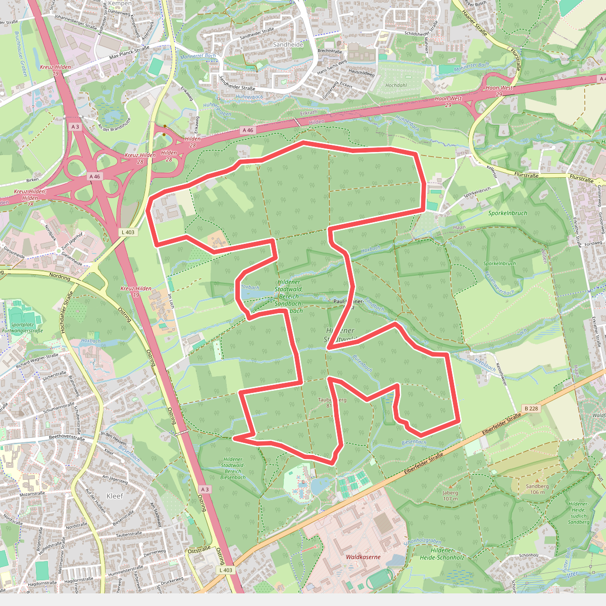 Laufstrecke Reh (Hildener Stadtwald)