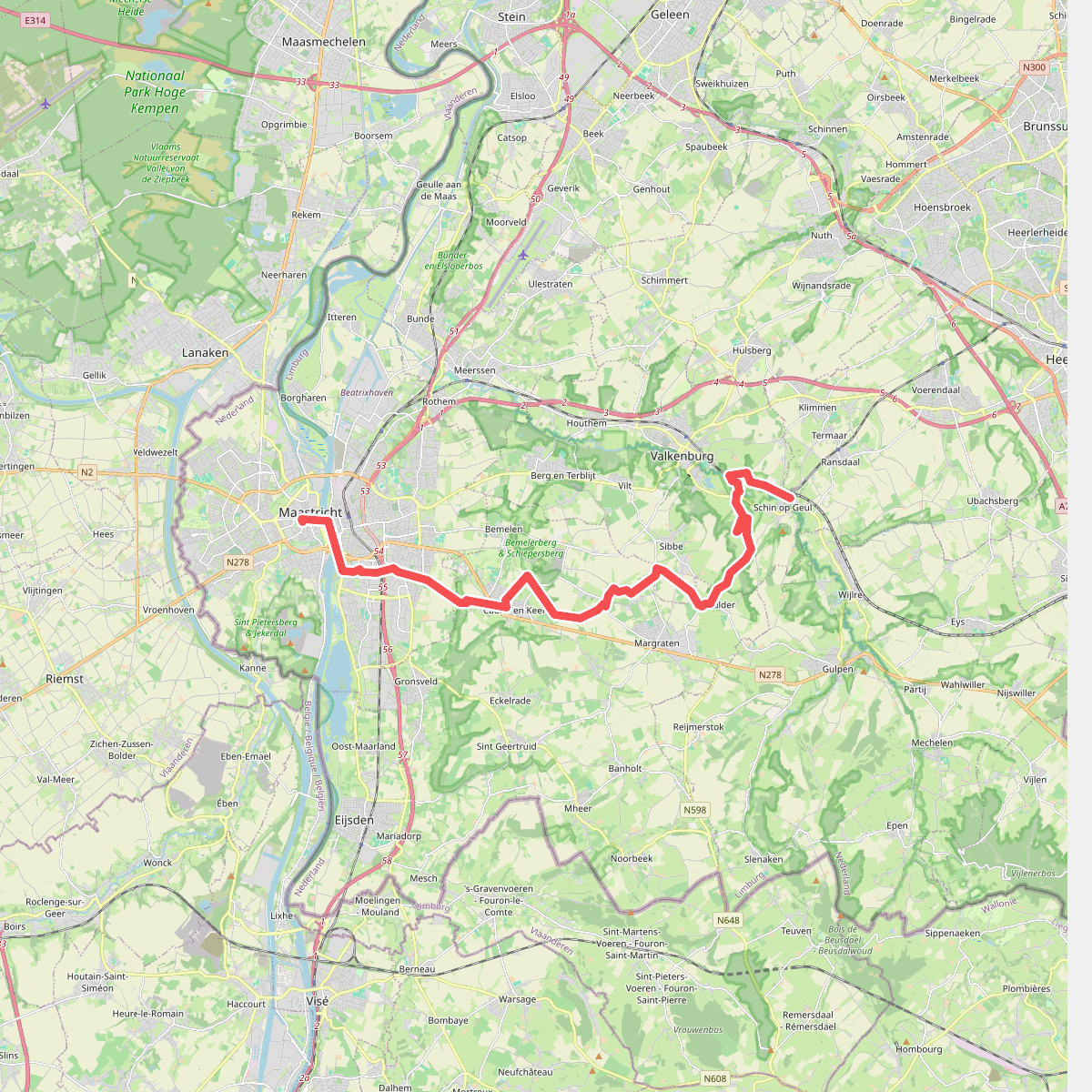 Schin op Geul - Maastricht, Vrijthof · Pelgrimspad etappe 25