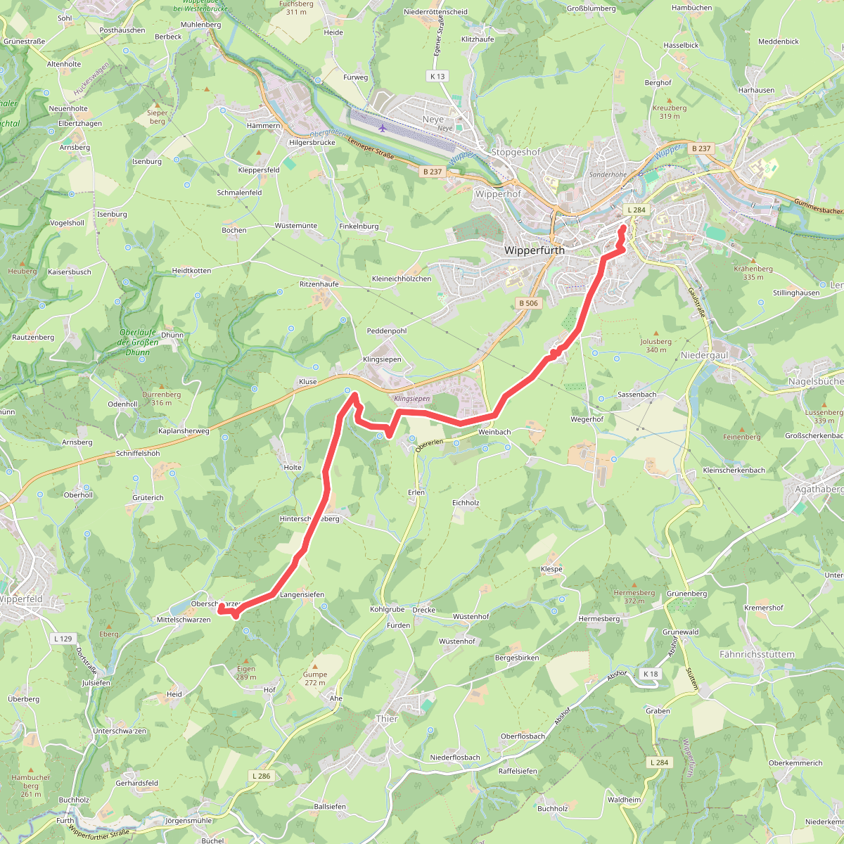 [=] Ortsweg Wipperfürth—Oberschwarzen