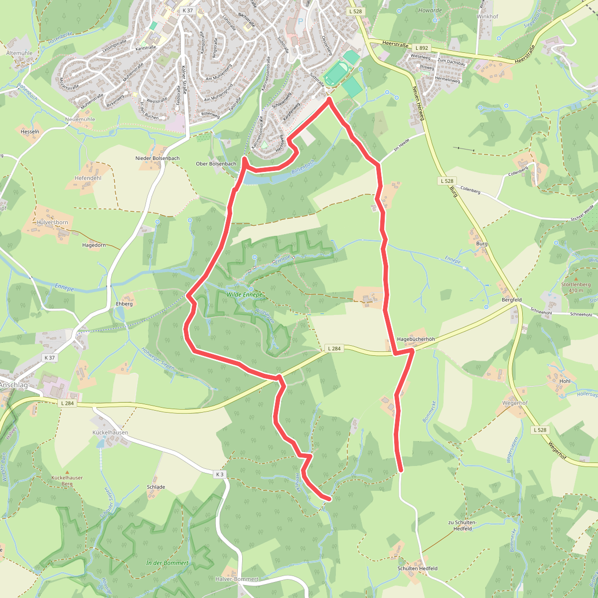 Halver Wanderweg Rechteck