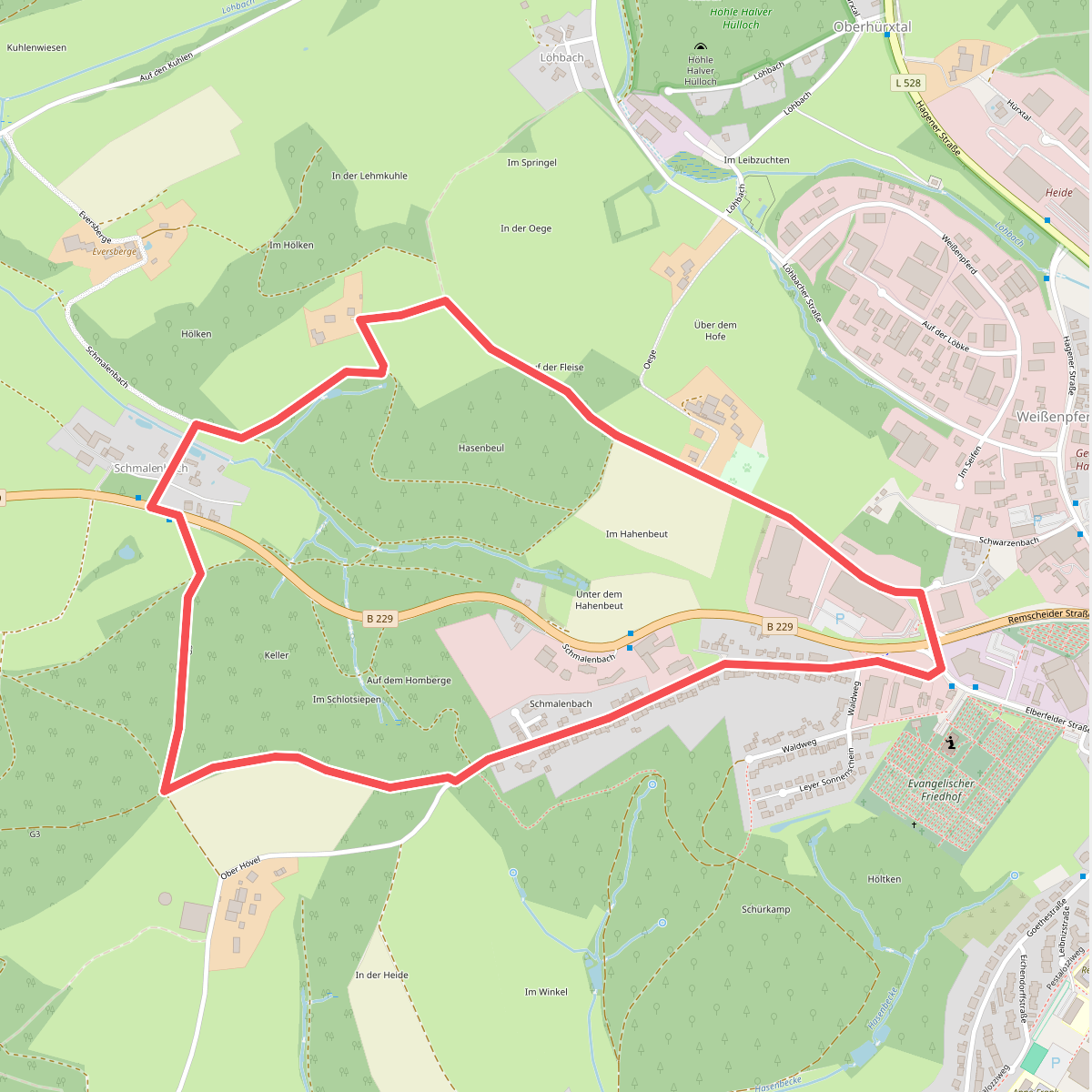 [S] Rundweg ev. Friedhof - Schmalenbach