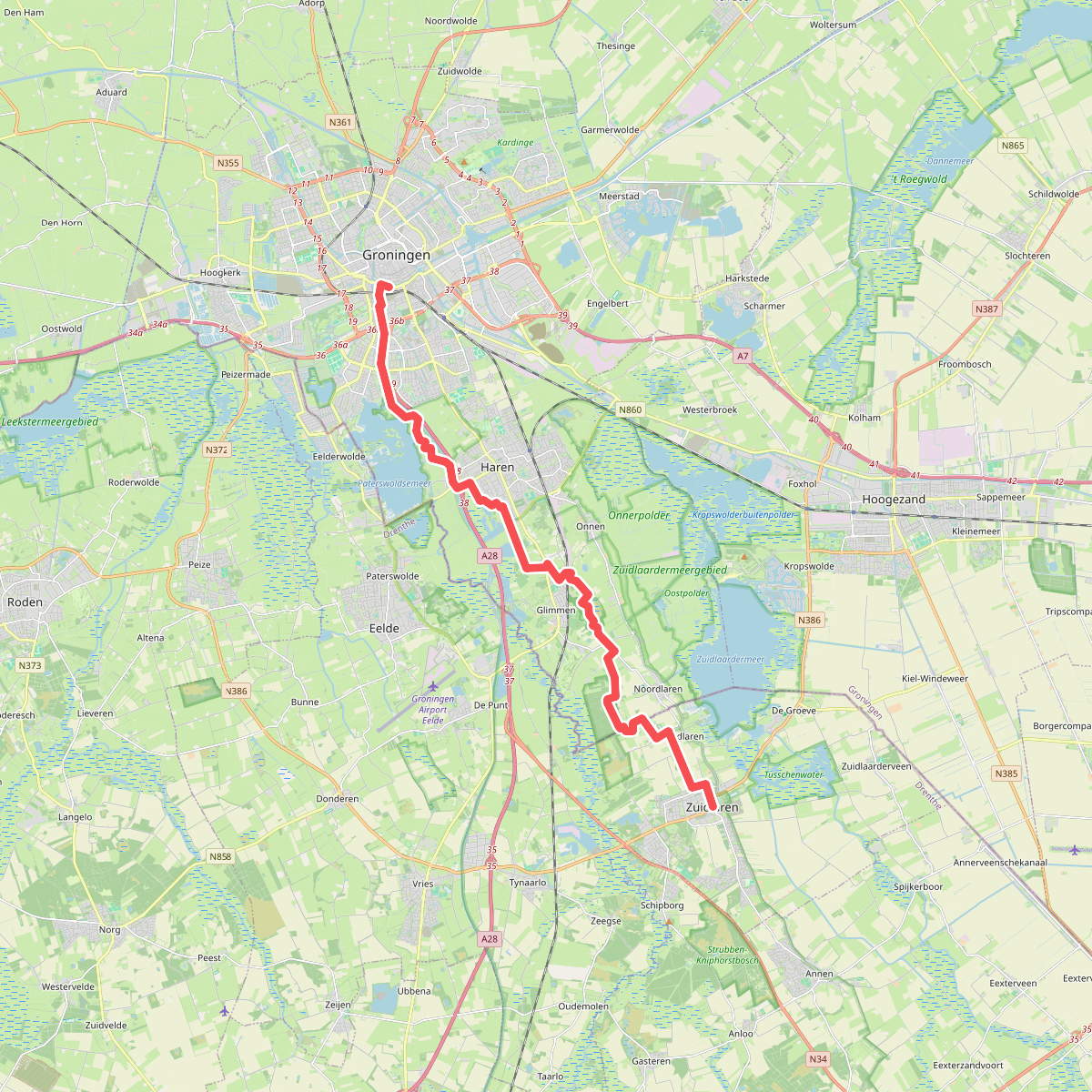 Groningen - Zuidlaren · Pieterpad etappe 3