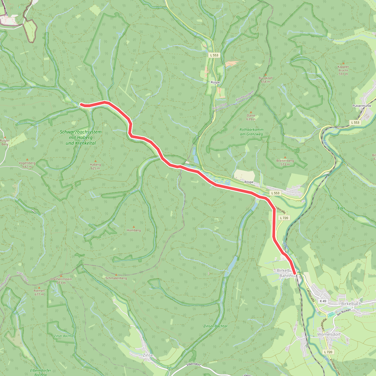 Rothaarsteig Zugang Birkelbach