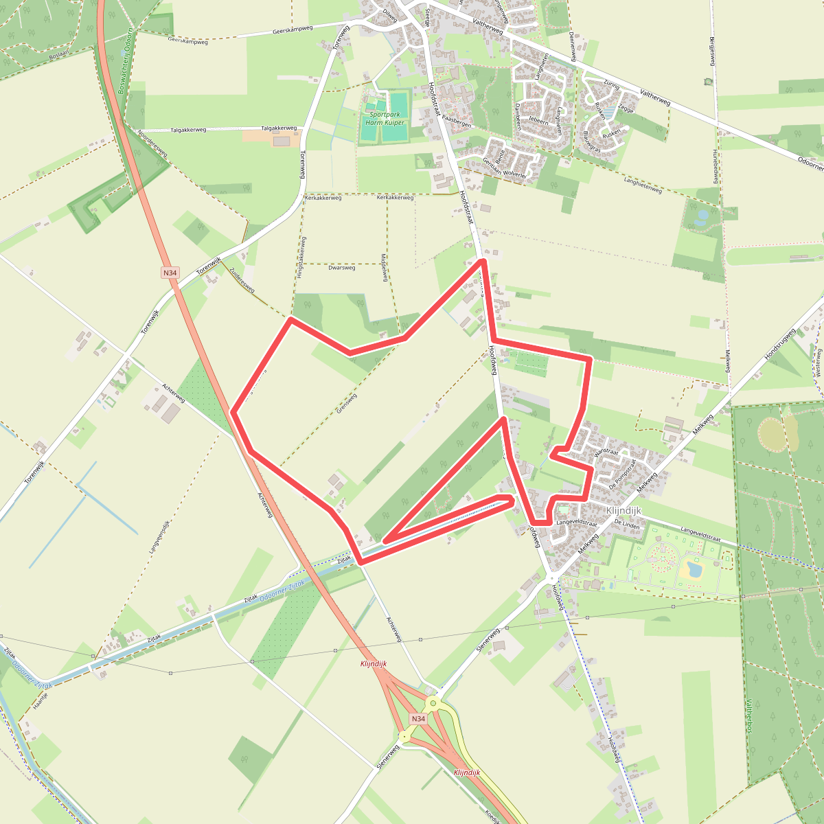 Klijndijk Ommetje Esroute blauw