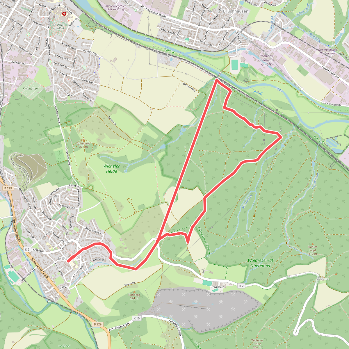 [Quadrat] Wanderweg von Müschede nach Bruchhausen