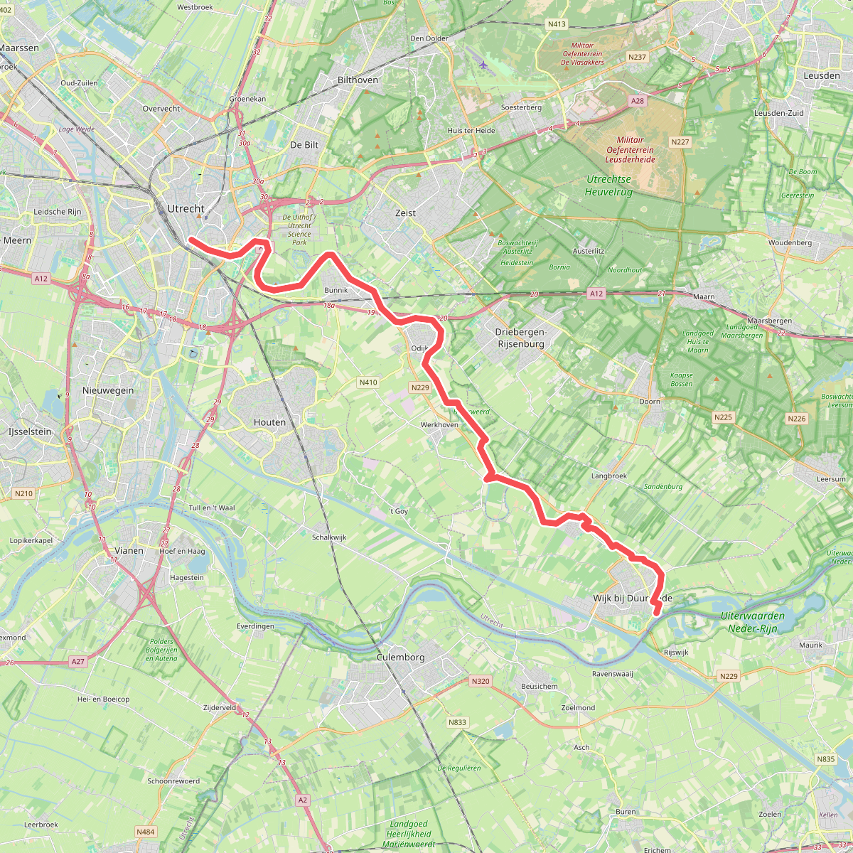 Kromme Rijnpad tussen Utrecht en Wijk bij Duurstede