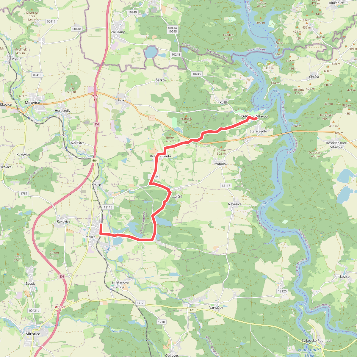 [M] Čimelice - Orlík nad Vltavou