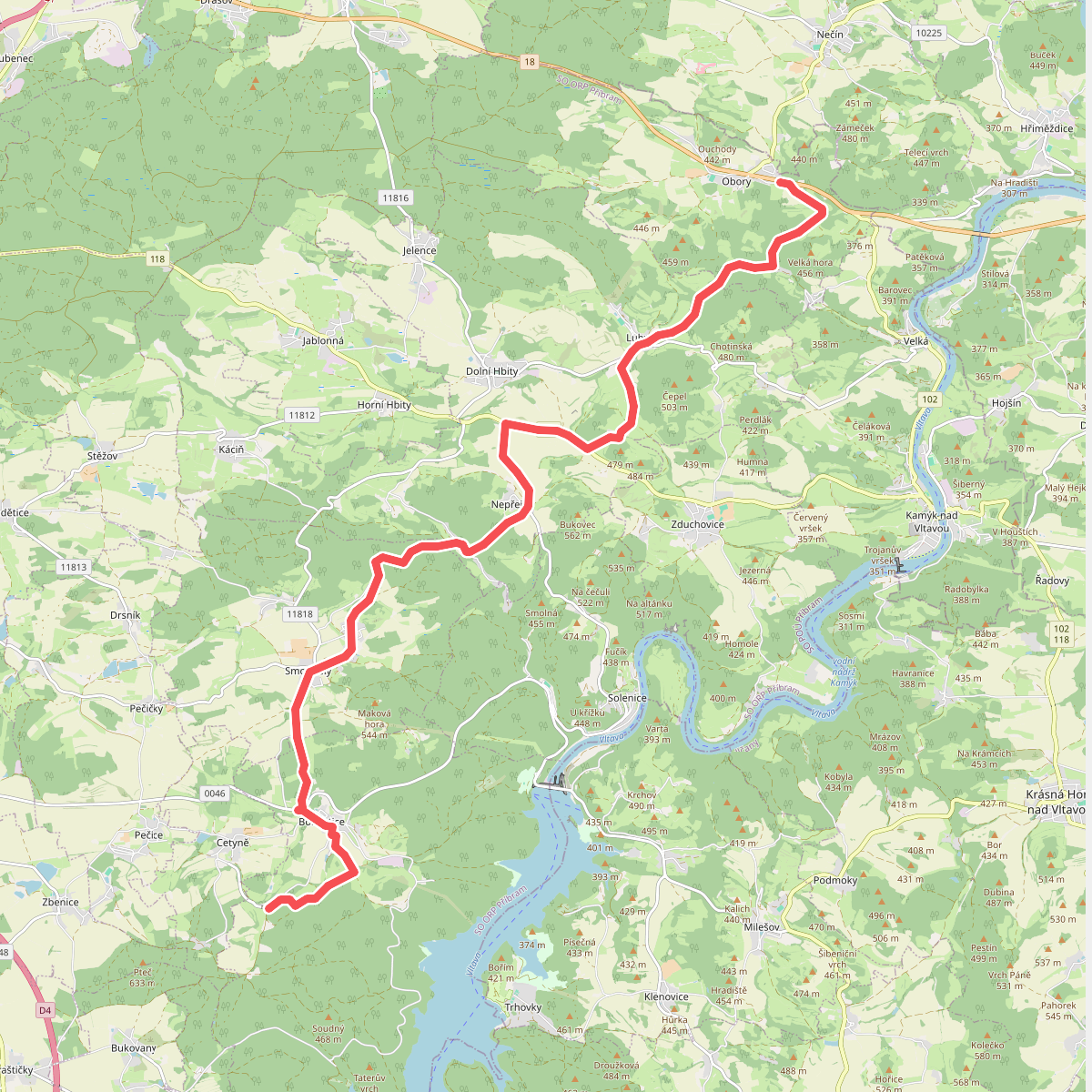 [Z] Kamenná - Pod Jedlovkou - Smolotely - Nepřejov - Obory