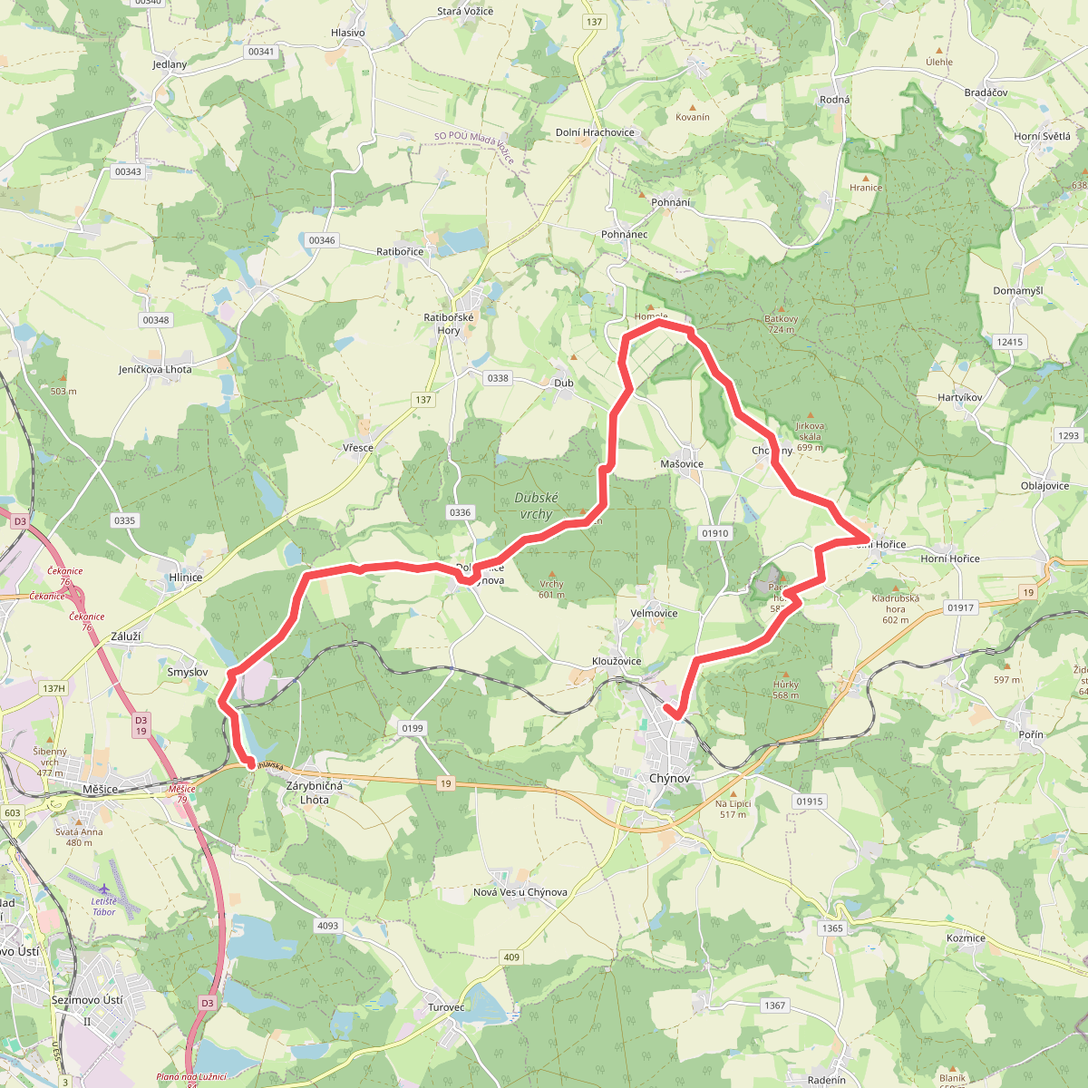 [M] Chýnov - Dobronice - Knížecí rybník
