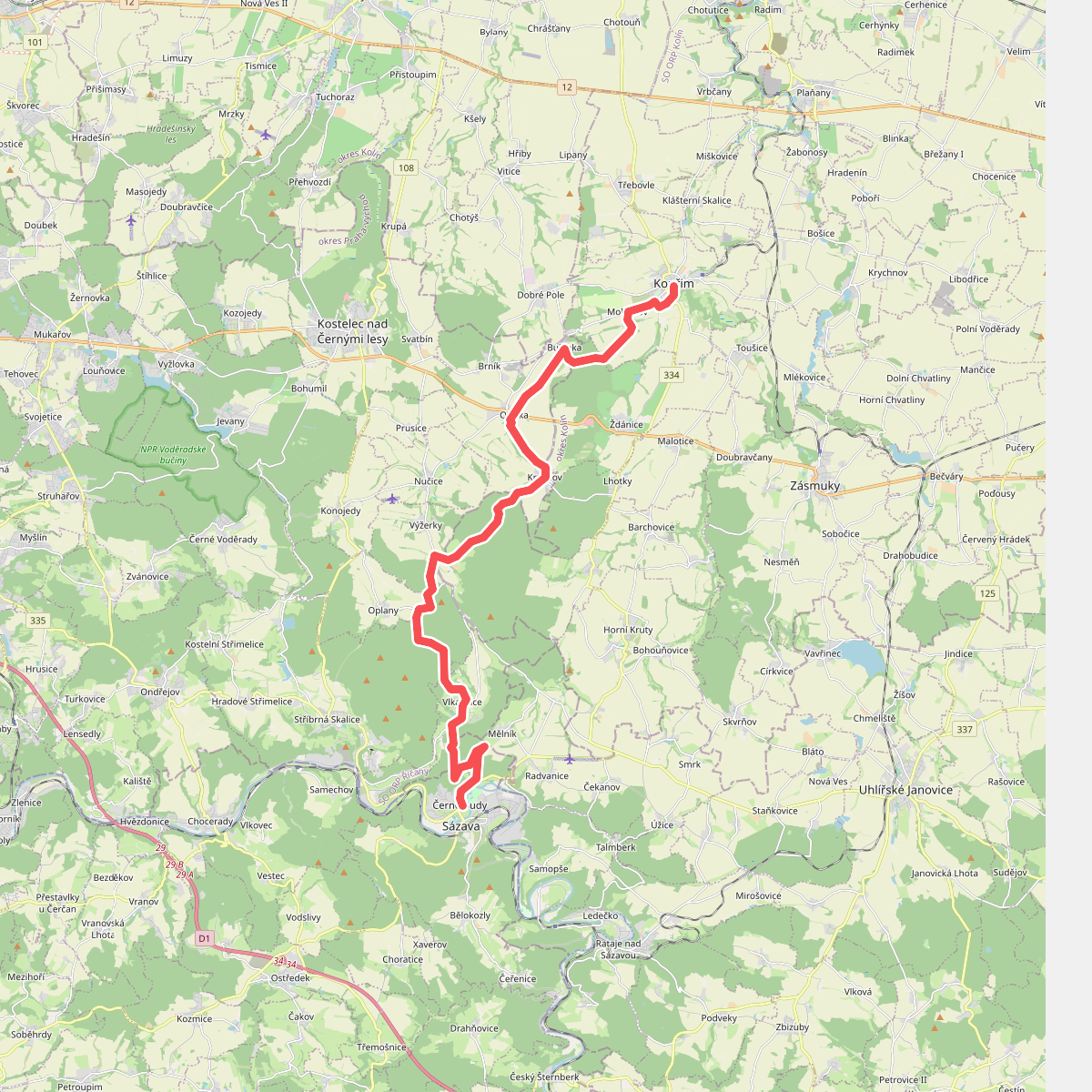 Blaník - Říp - etapa 3: Sázava - Kouřim