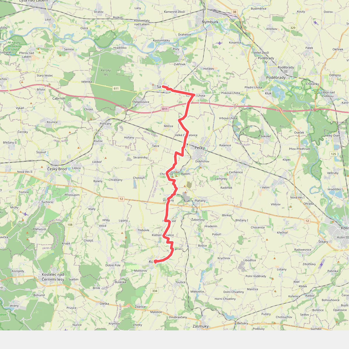 Blaník - Říp - etapa 4: Kouřim - Sadská