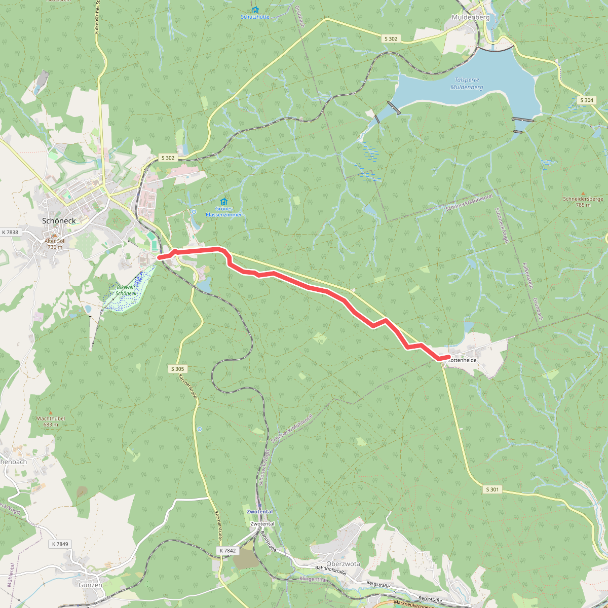 Schöneck nach Kottenheide, Kirchsteig