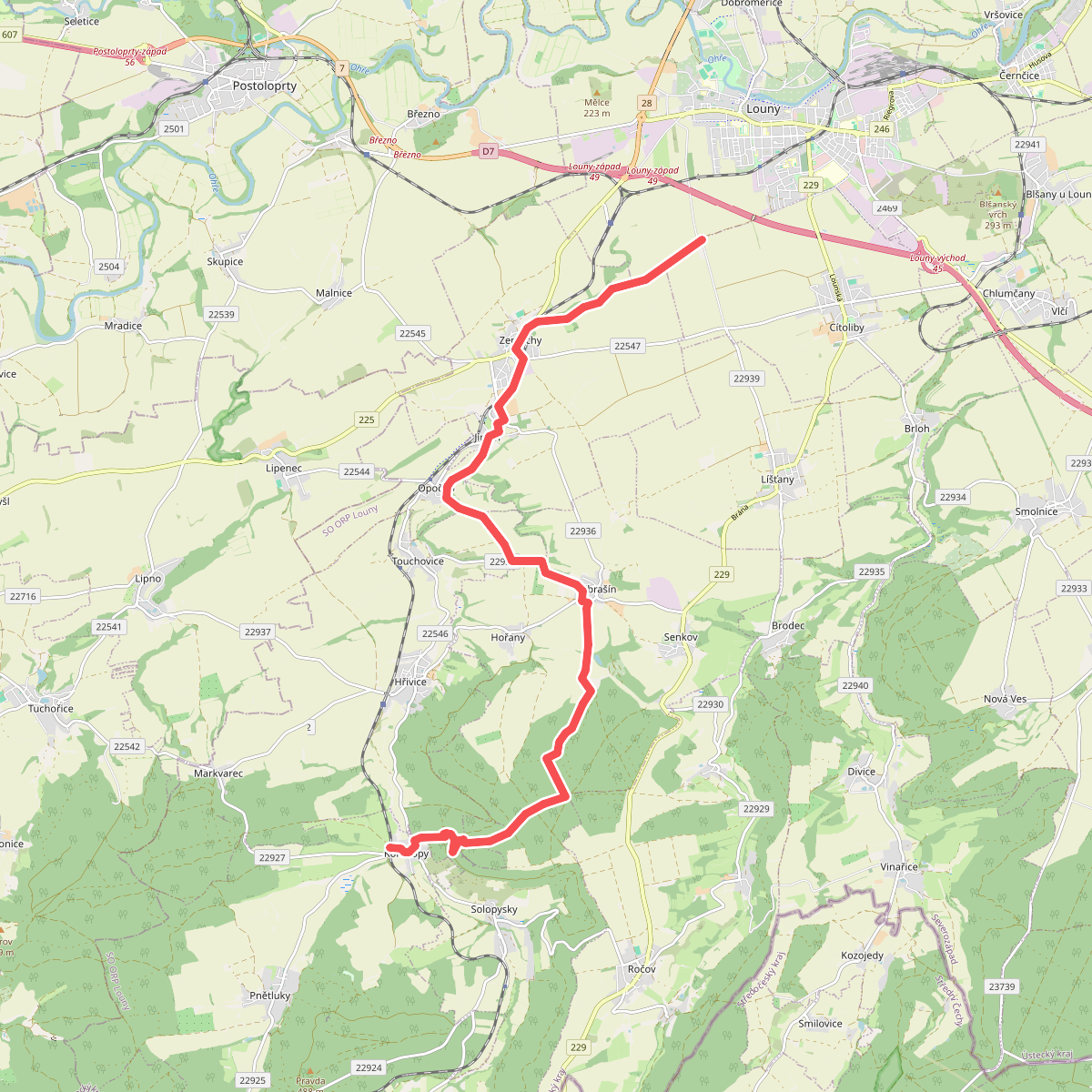 [M] Louny (vodárna) - Konětopy (žst.)