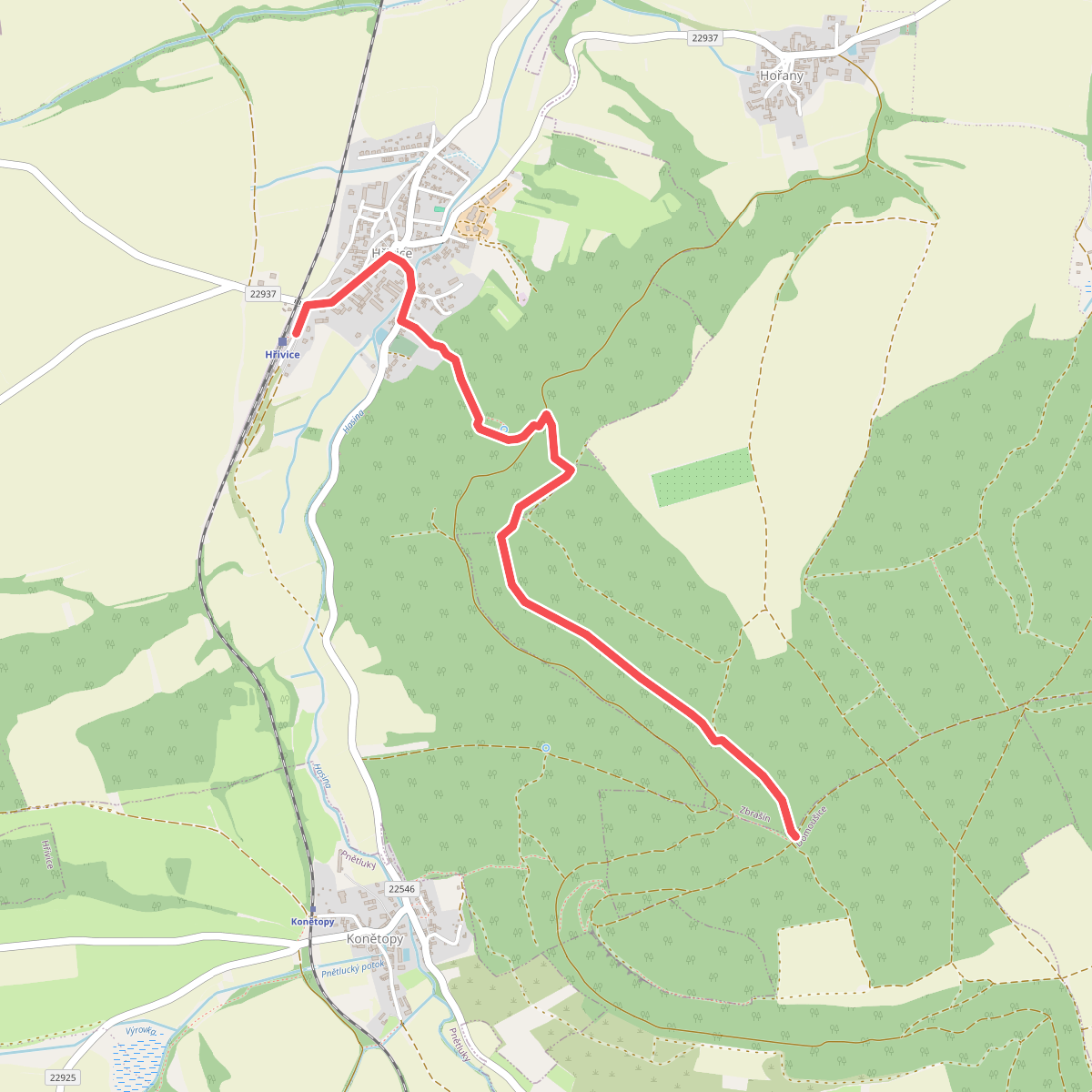 [Z] Na Boru (rozc.) - Hřivice (žst)