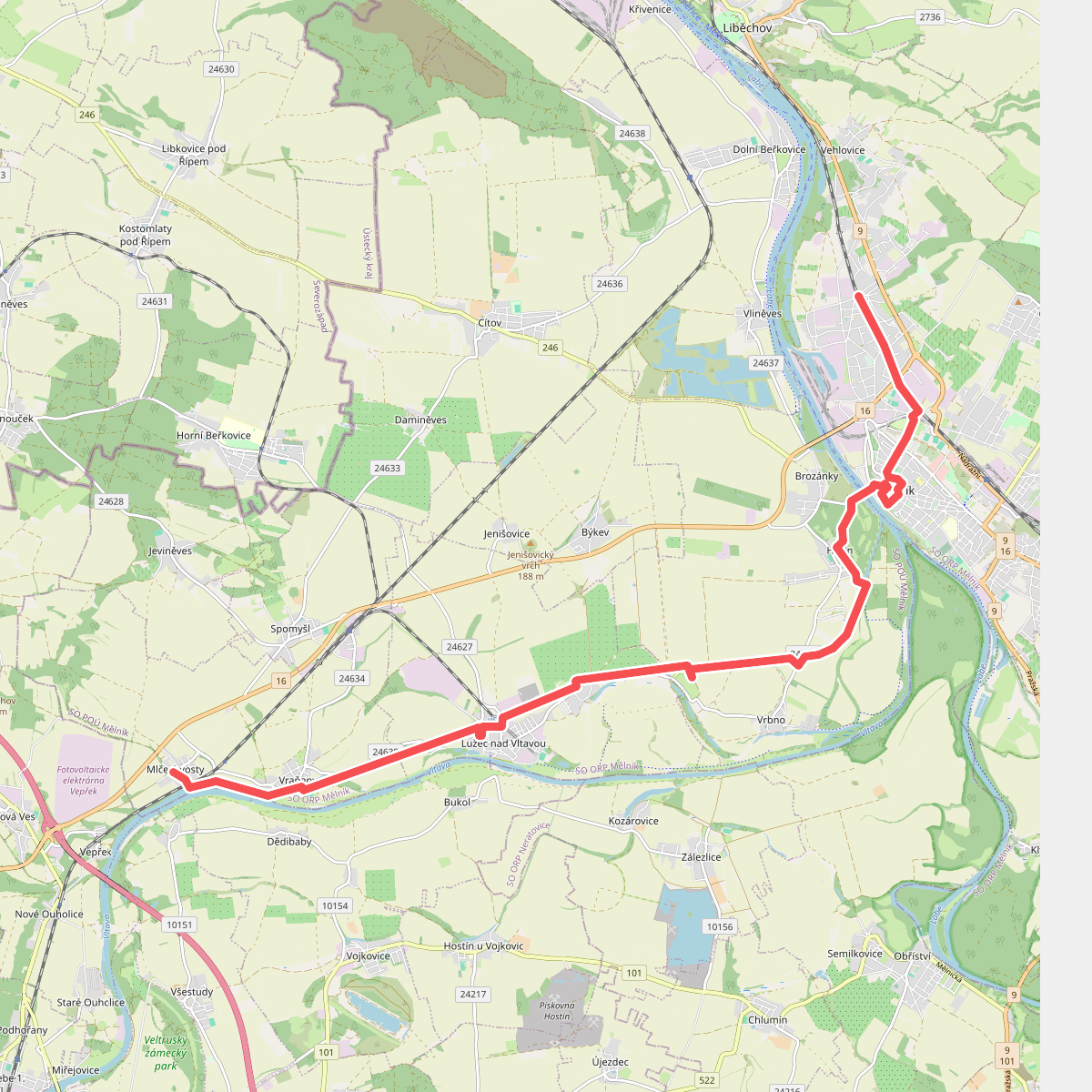 [M] Mlčechvosty - Mělník - Mlazice