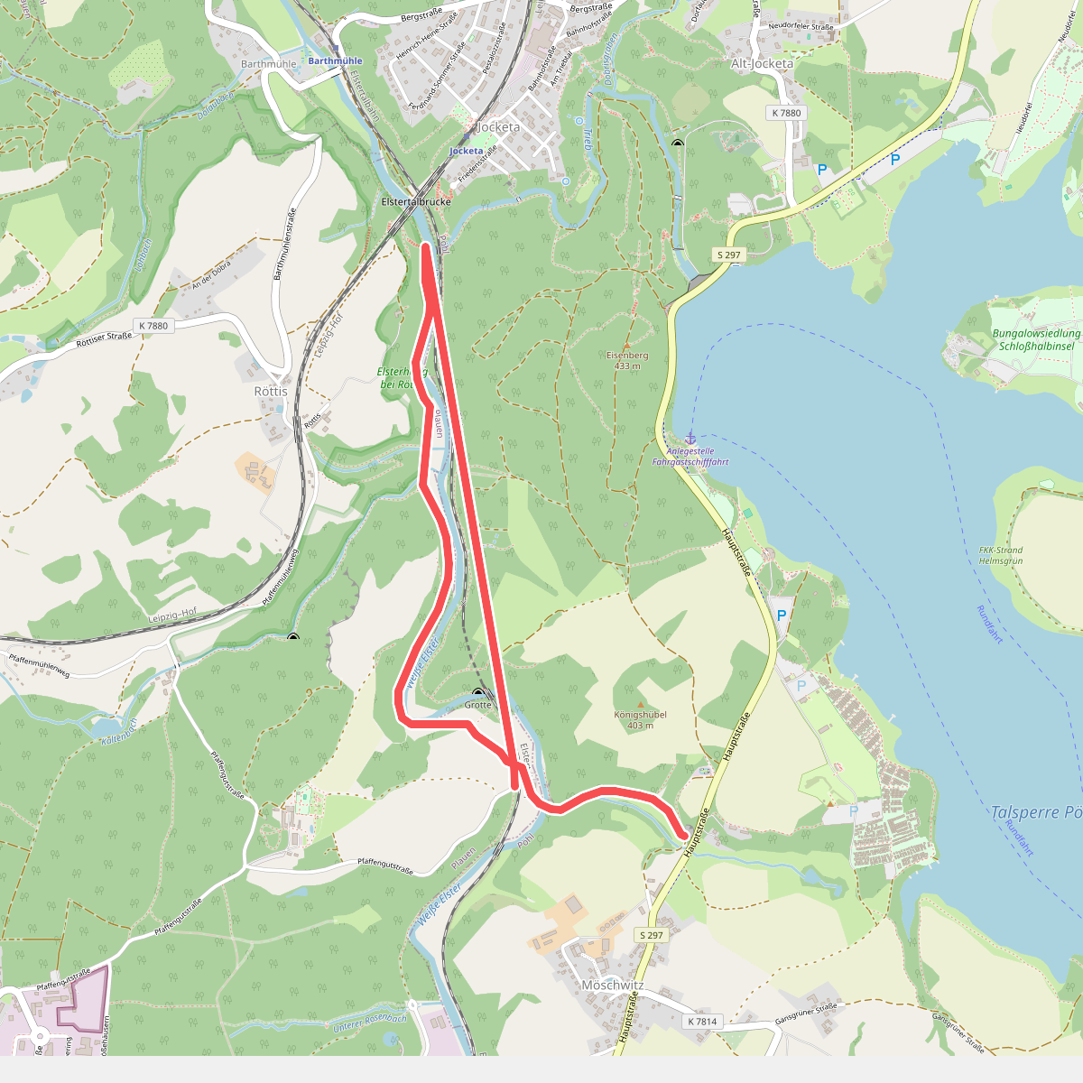 Wanderweg blauer Balken