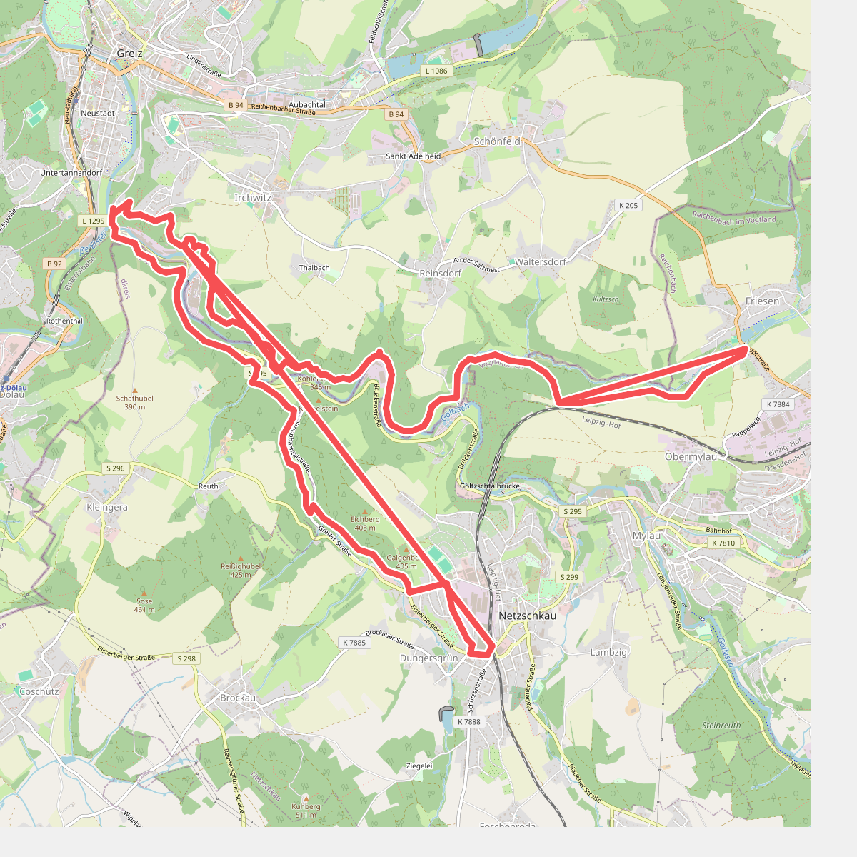 Wanderweg Friesen-Köhlersteig-Stoppachtal-Bhf Netzschkau
