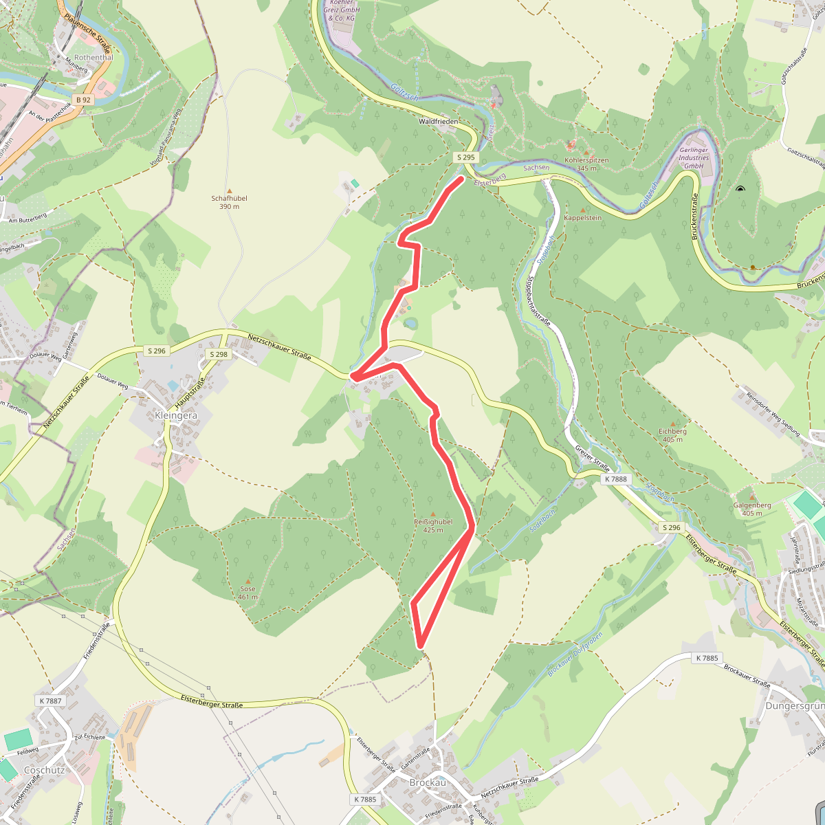 Wanderweg gelber Balken Göltzschtal-Reuth-Sodeltal