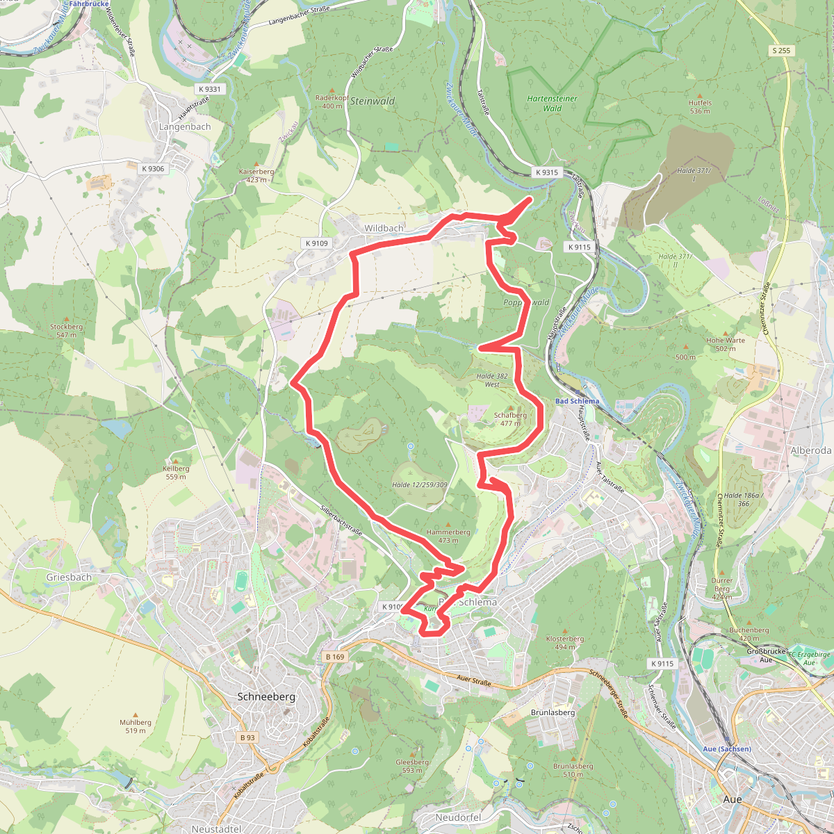 Isenburgschleife Bad Schlema - Wildbach