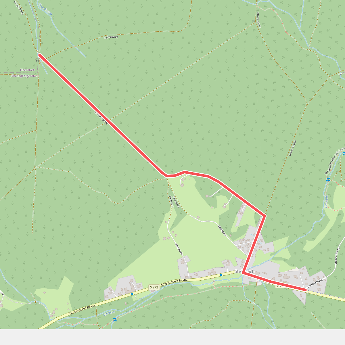 Verbindung Rundwanderwege Steinbachtal - Auersberg