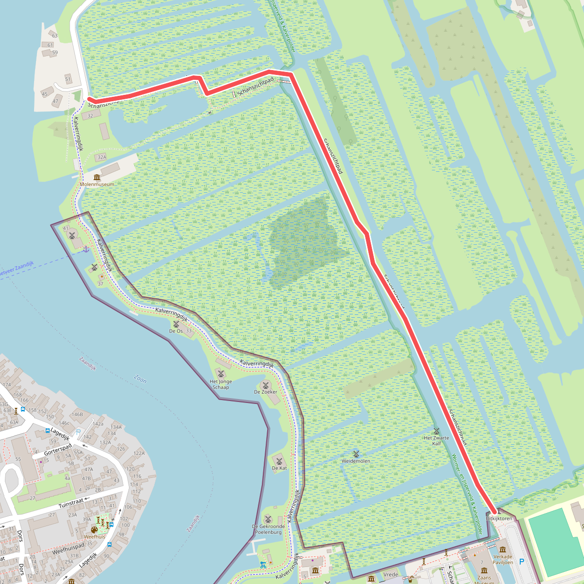 Wandelroute Schanszichtpad Kalverpolder