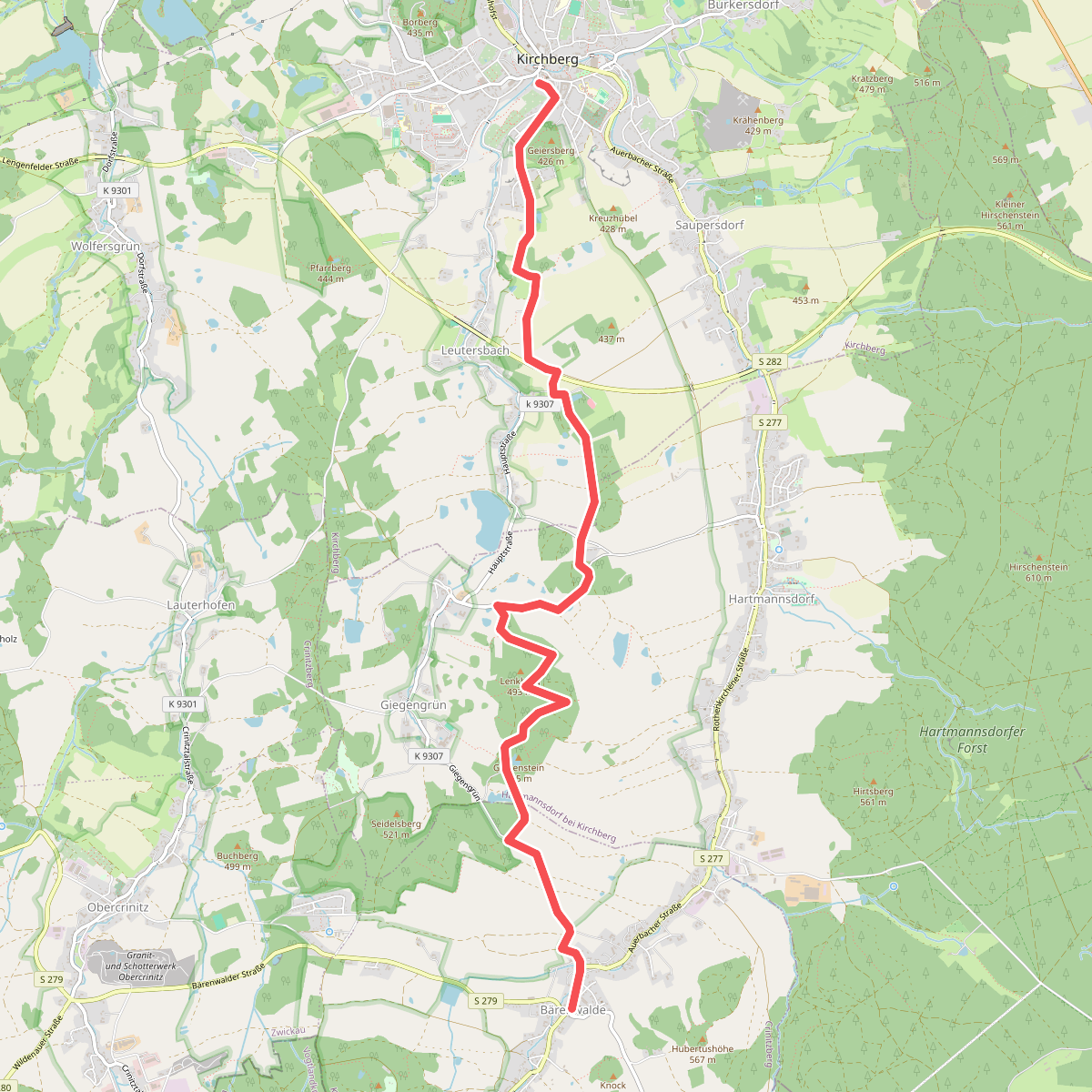 Ww Kirchberg - Giegengrün - Crinitzberg