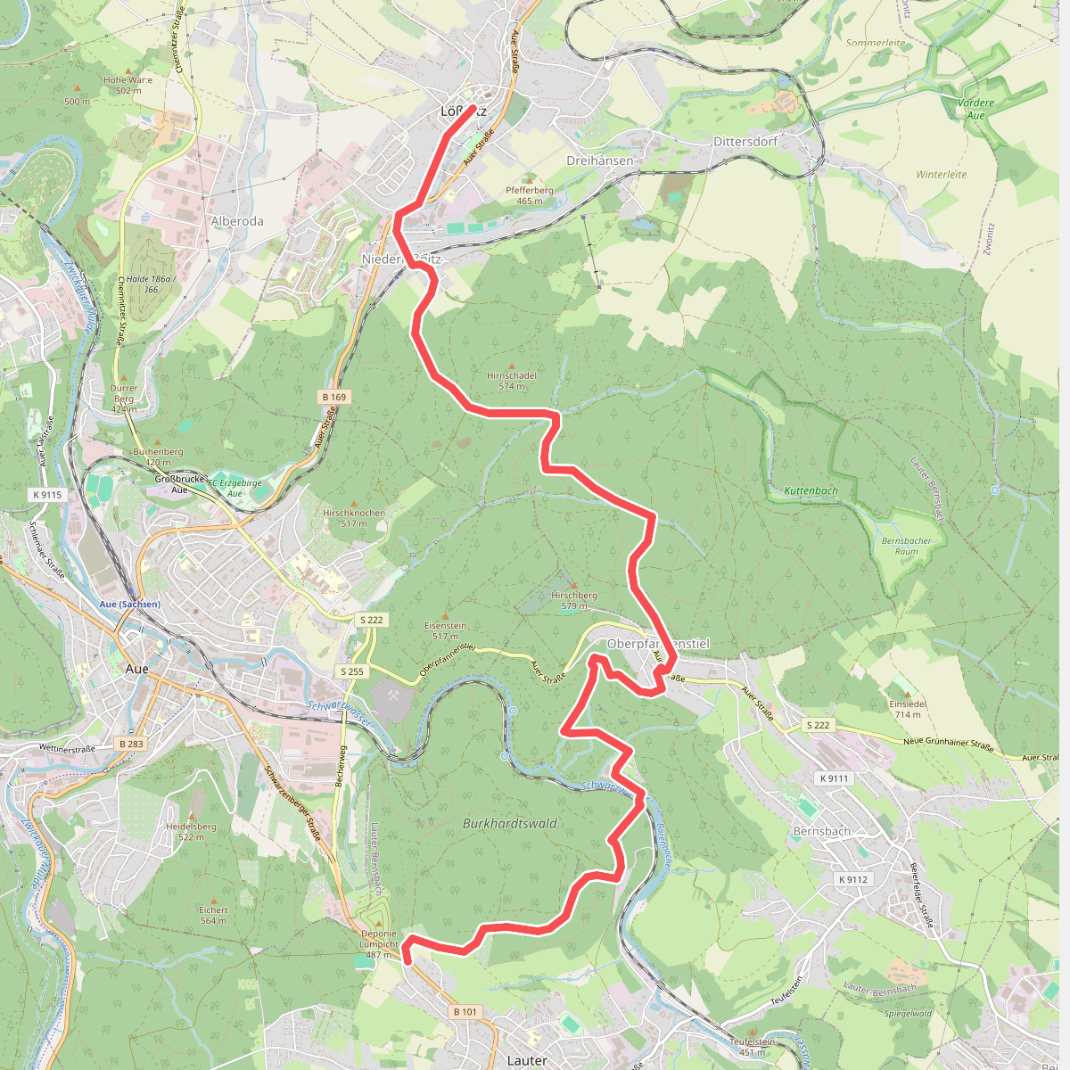 Wanderweg Lößnitz - Lauter