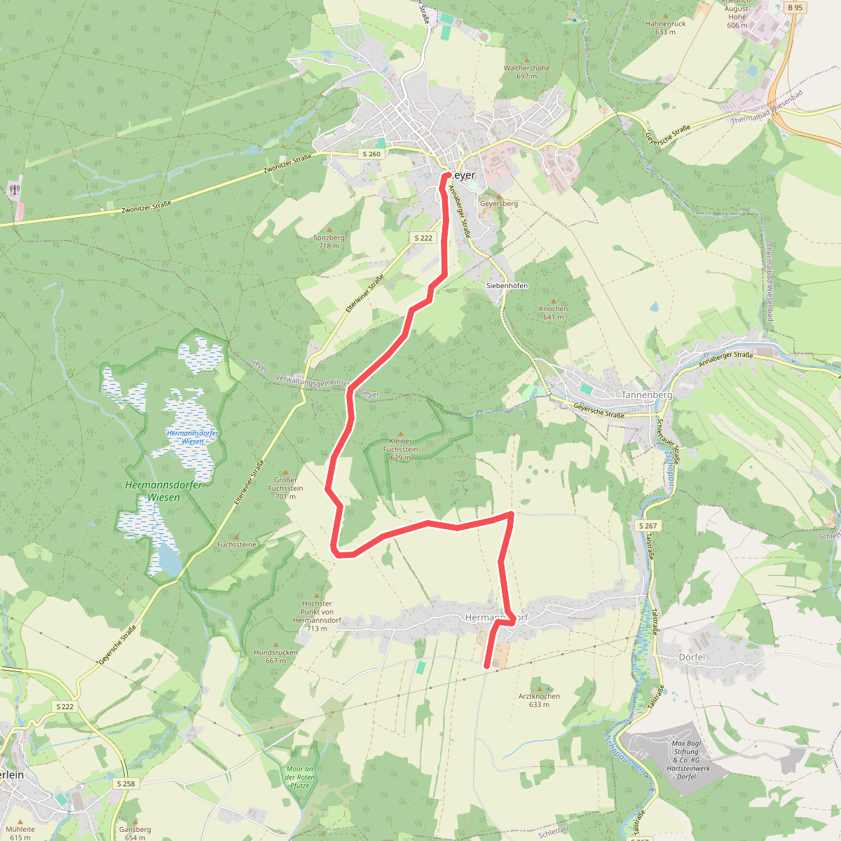 Ww Geyer-Hermannsdorf, vor Hermannsdorf schlecht markiert