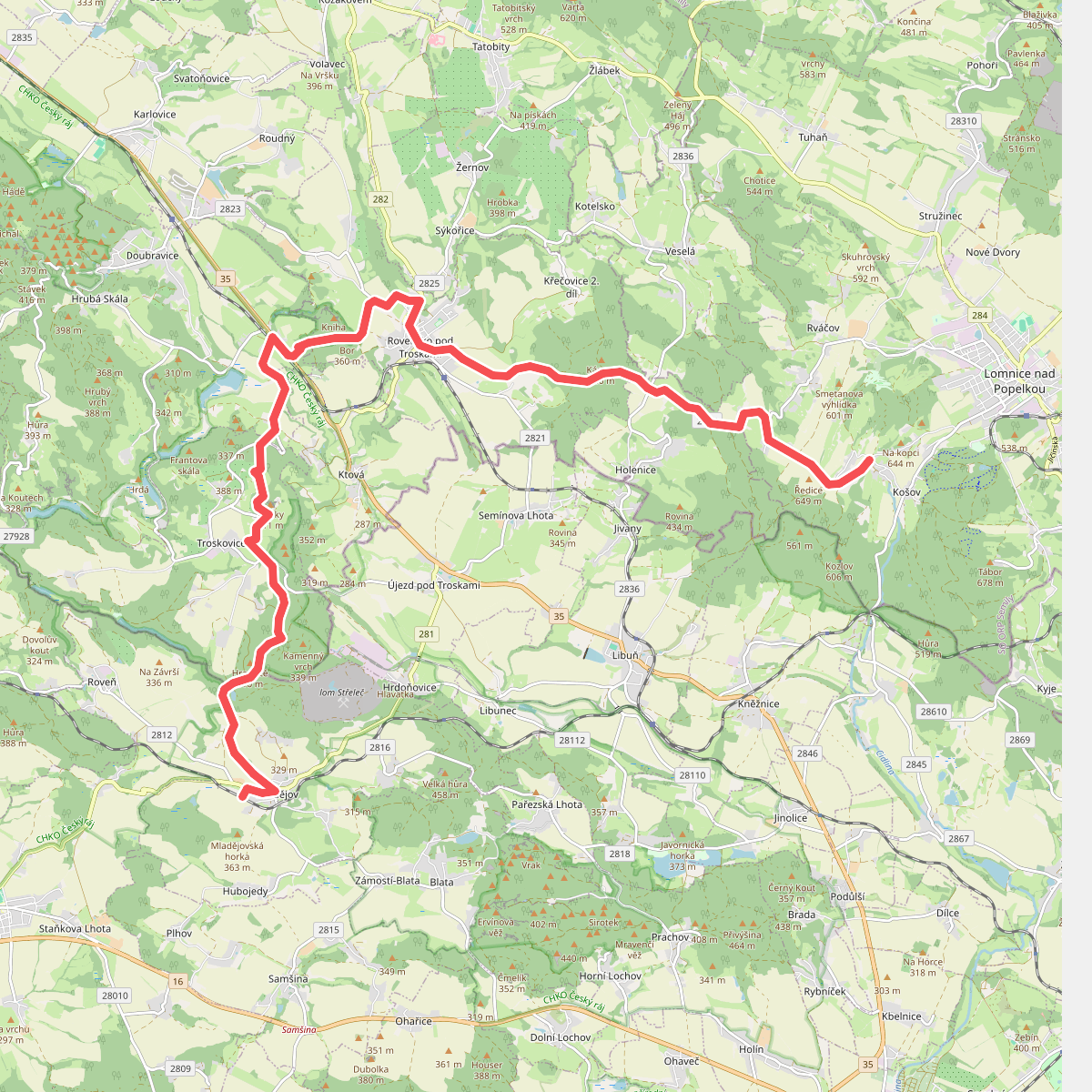 Mladějov – Košov (blue trail)