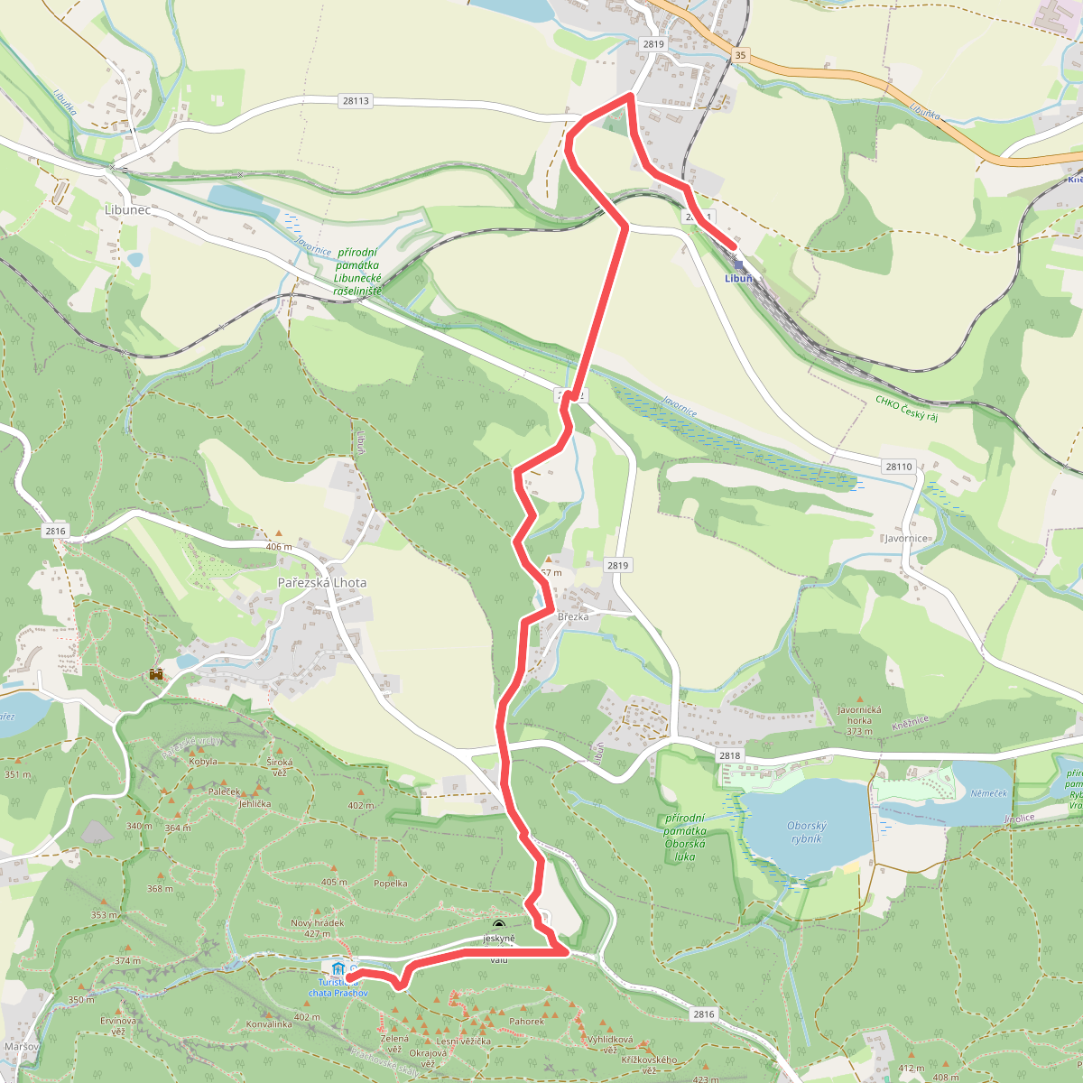 [M] Libuň - Prachovské skály (turistická chata)