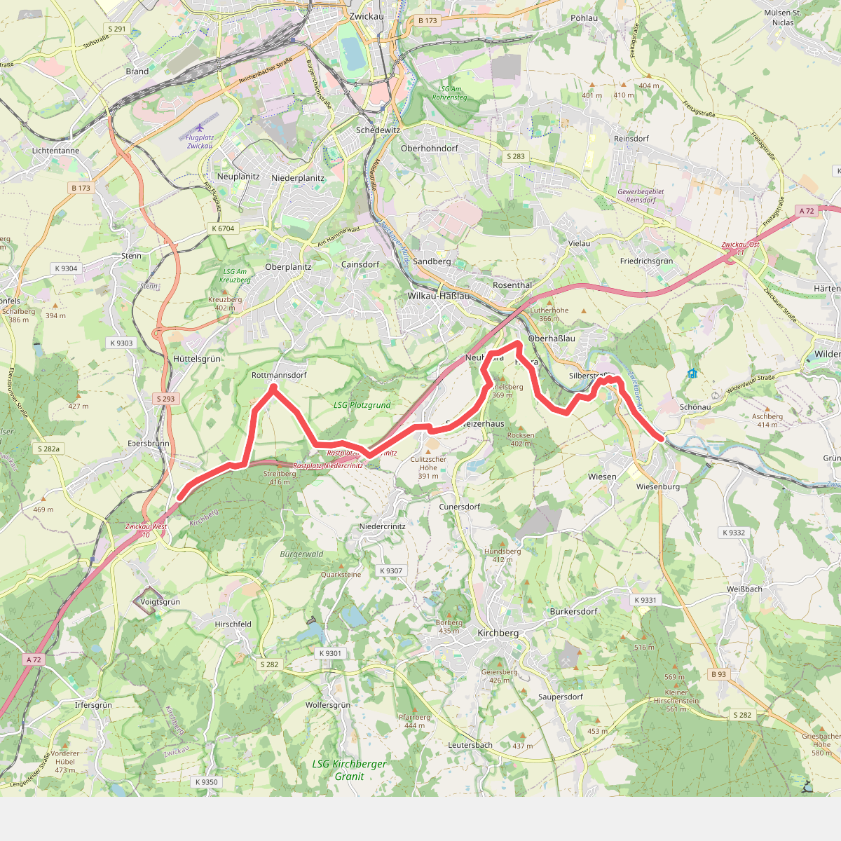 Wanderweg Waldhaus Ebersbrunn-Rottmannsdorf-Culitzsch-Silberstraße-Wiesenburg