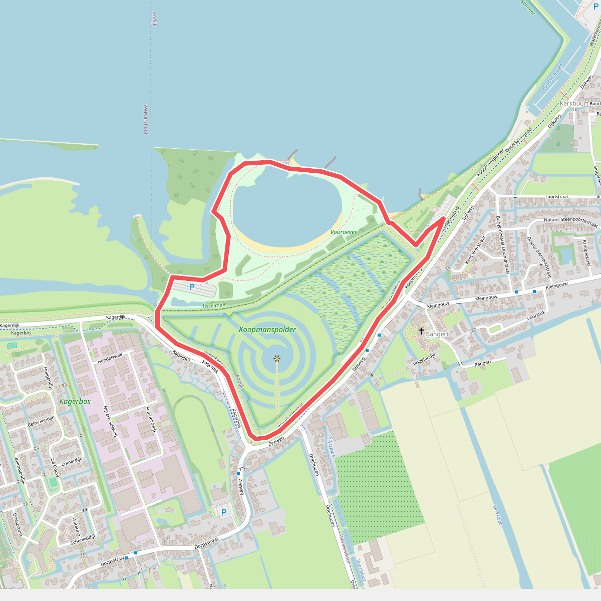 Vooroeverroute (groen)