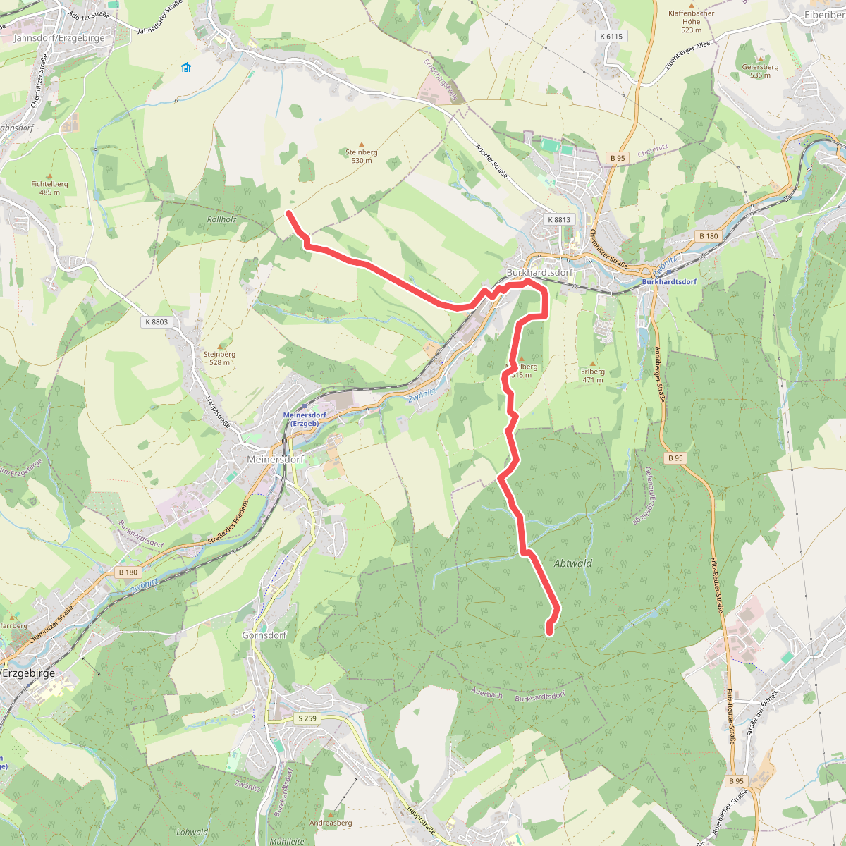 Ww Eisenweg-Mühlberg-Abtwald Tischl, Markierung mangelhaft