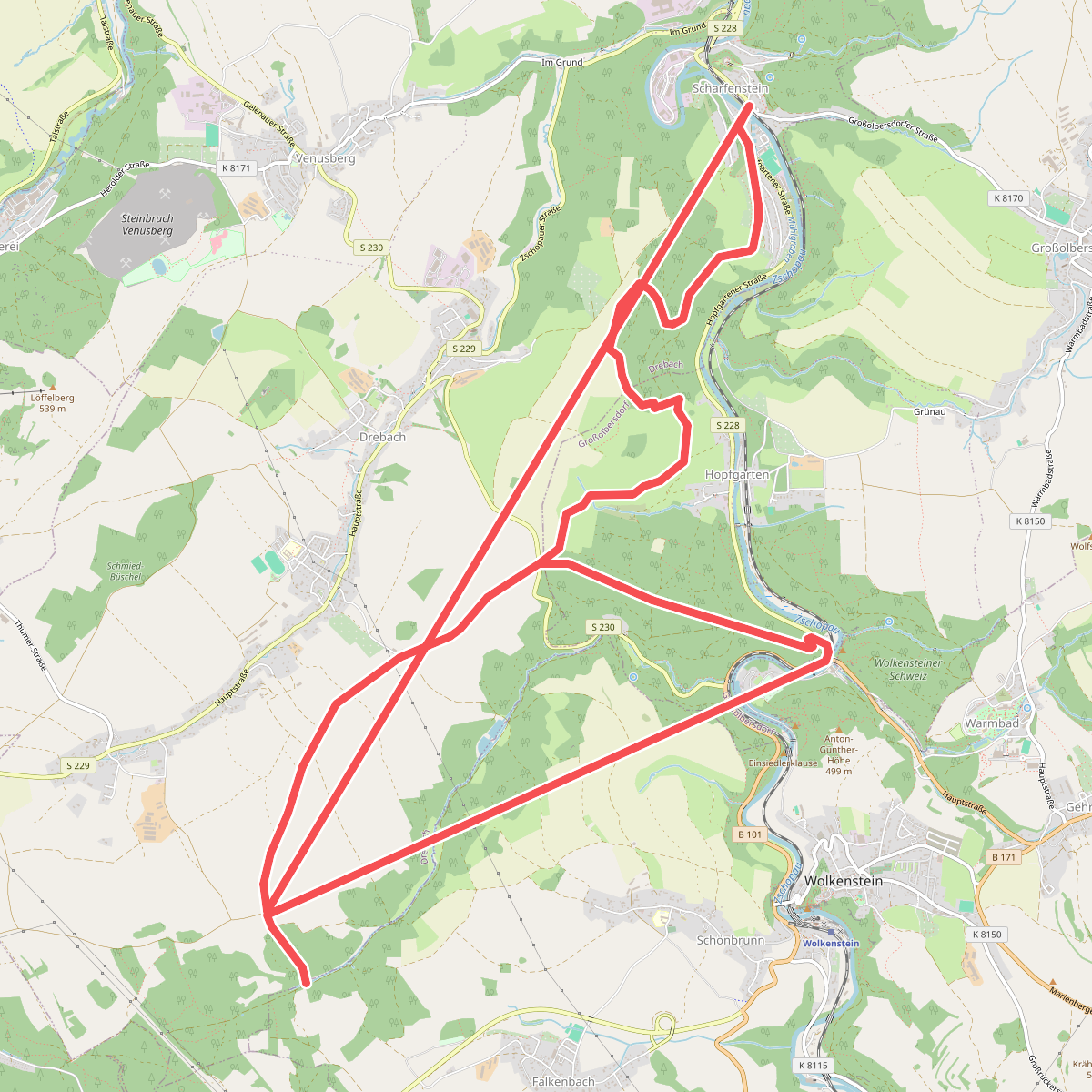 Wanderweg Grün Drebach