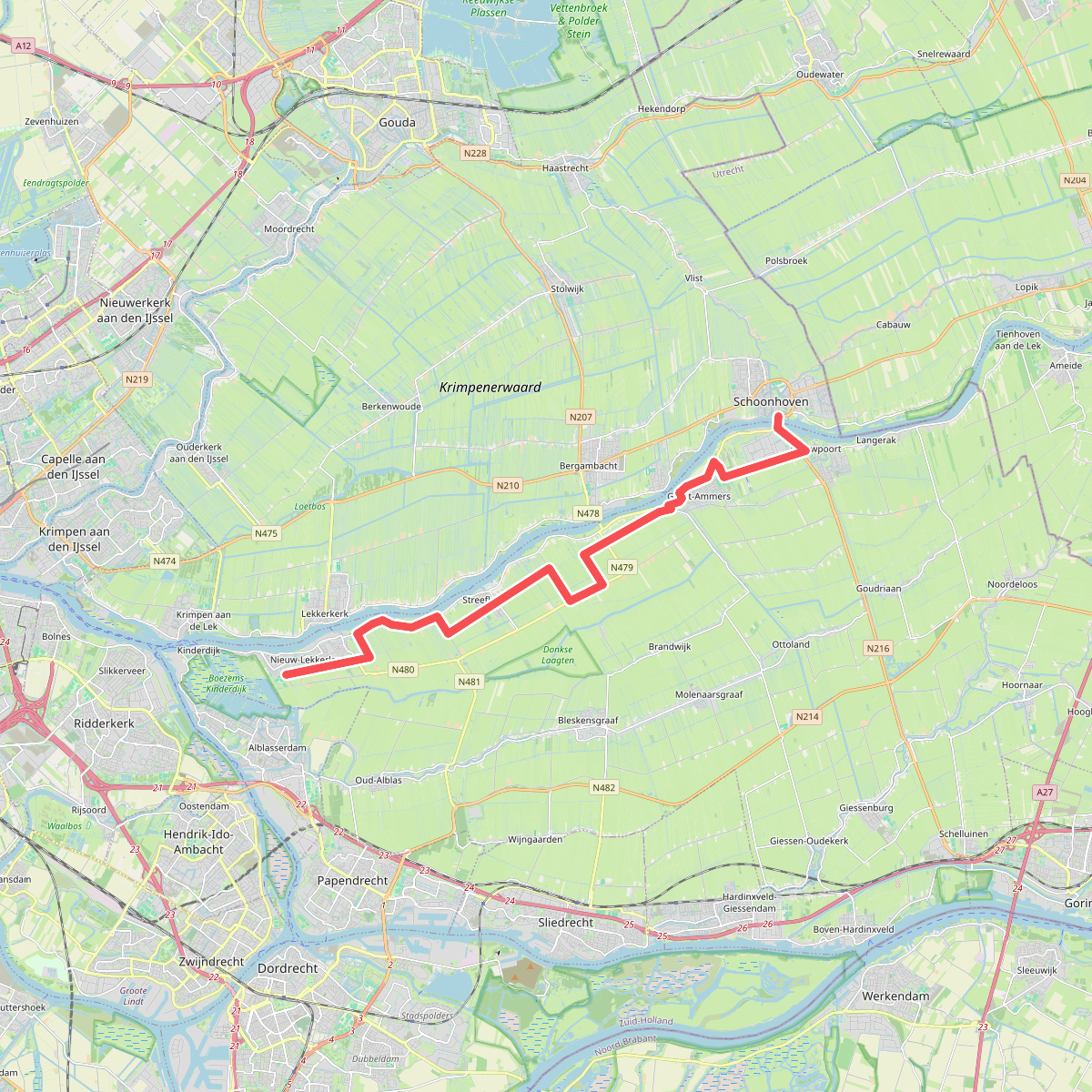 Schoonhoven veerpont - Nieuw-Lekkerland · Floris V-pad etappe 7