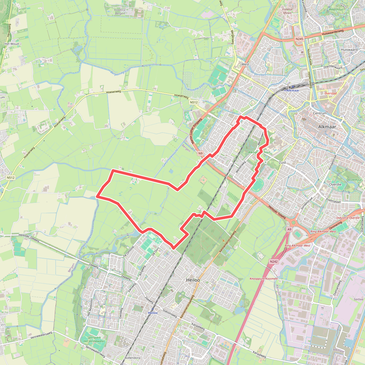 Groene route vanaf startpunt Nijenburg
