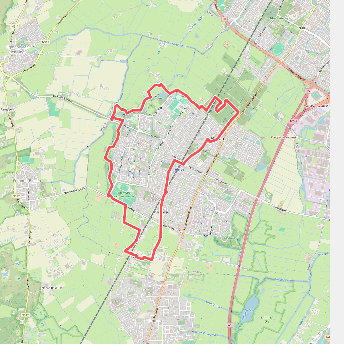 Neggenroute (paars)