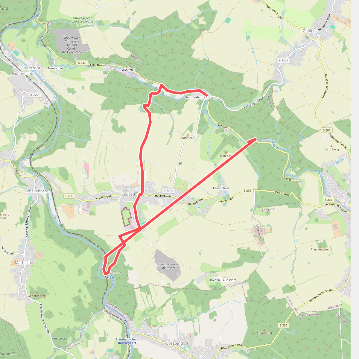 Wanderweg Hammerleubsdorf-Priemsmühle im Flöhatal