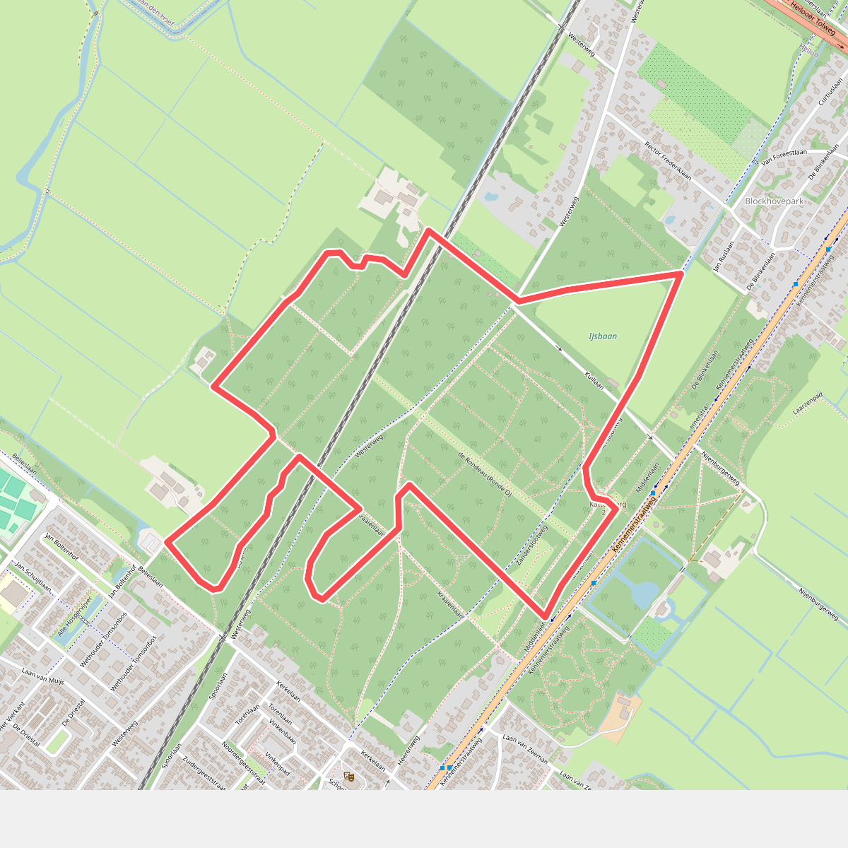 Gele route vanaf startpunt Nijenburg