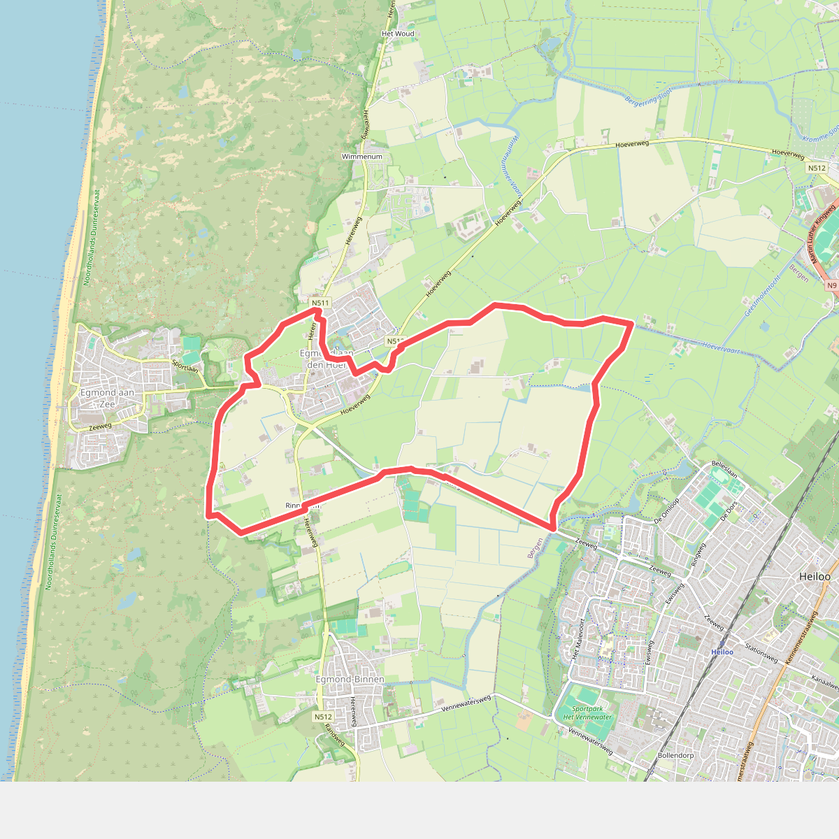 Hoeverpad (gele haakjes)