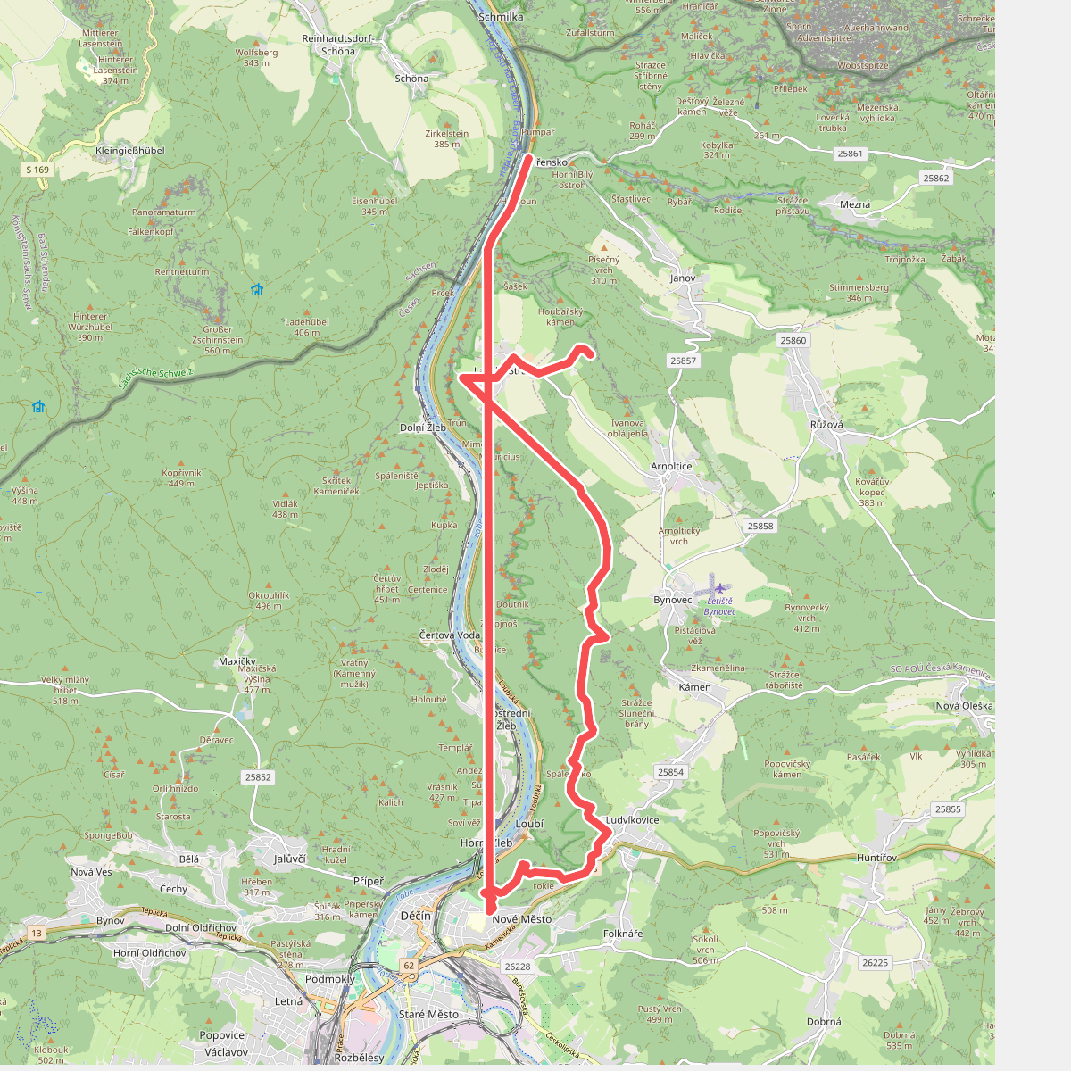 [Č] Hřensko (nábřeží) - Děčín (nemocnice)