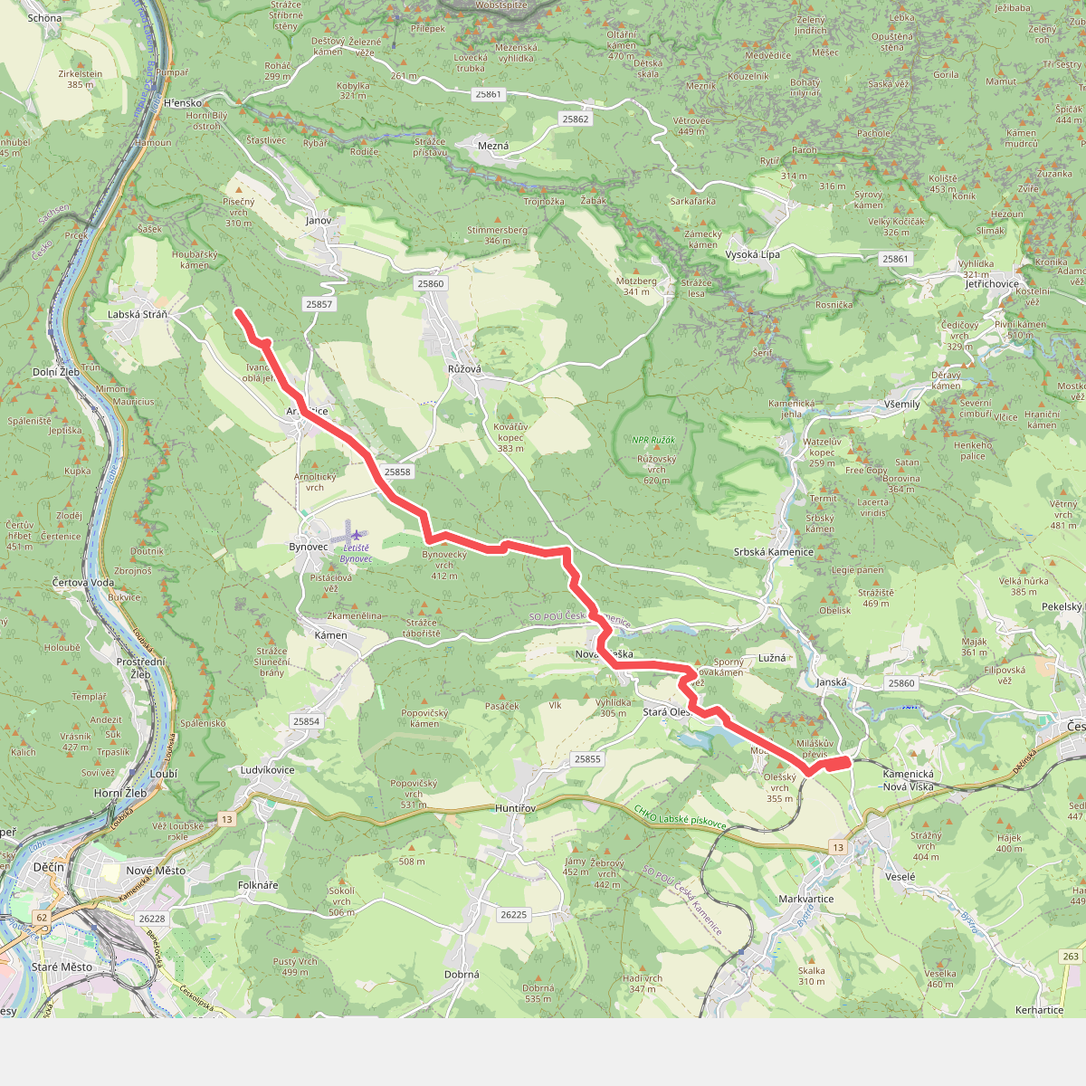[M] Veselé pod Rabštejnem - Suchá Kamenice - rozcestí