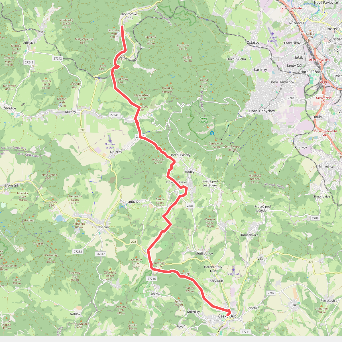 Svatojakubská cesta, Žitavská trasa, Kryštofovo údolí - Český Dub