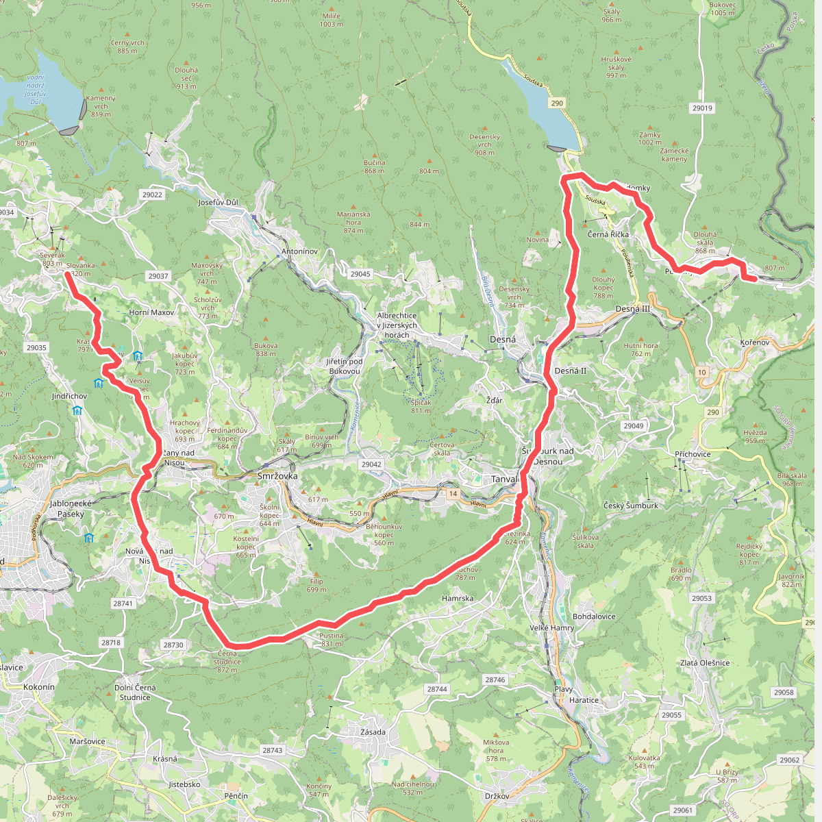 Pod Slovankou - Kořenov žst.