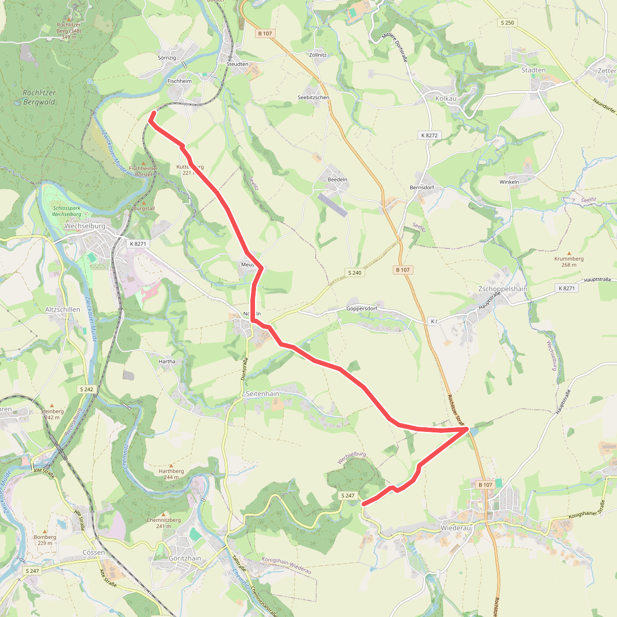 Wanderweg Wiederau – Nöbeln – Wechselburg