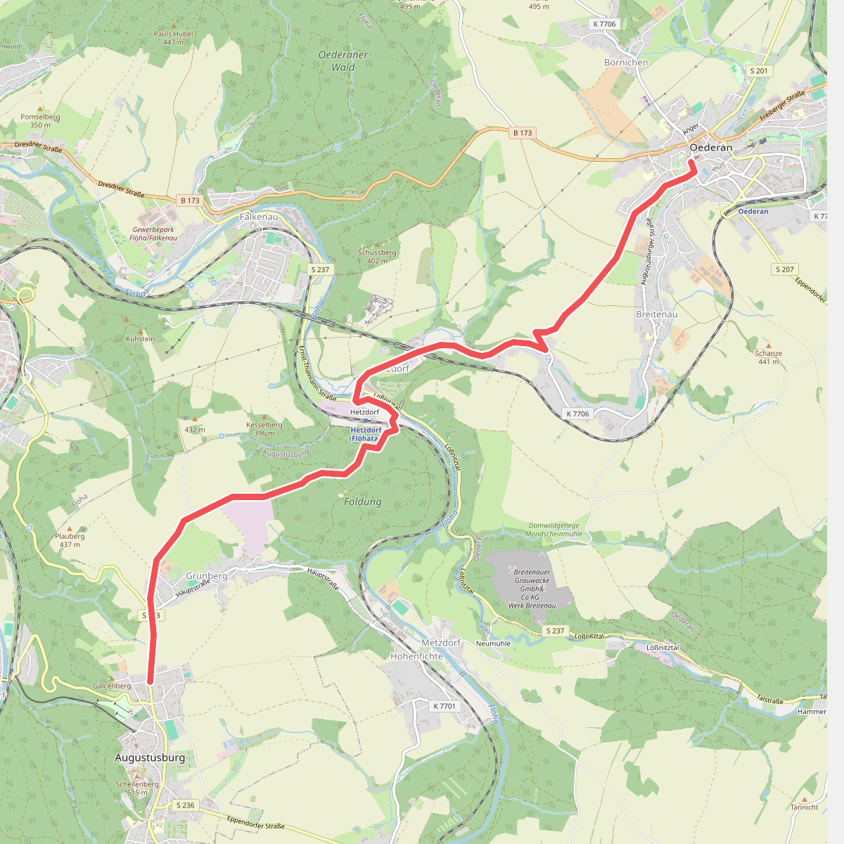 Wanderweg Oederan - Grünberg - Augustusburg