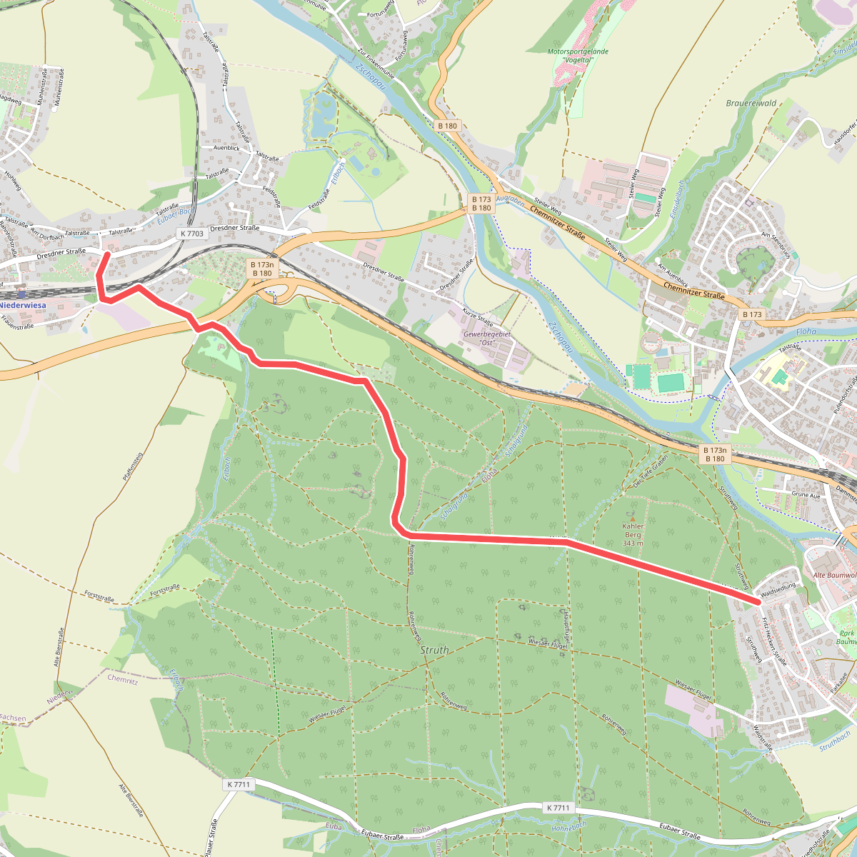 Ww Flöha-Niederwiesa, Markierung mangelhaft