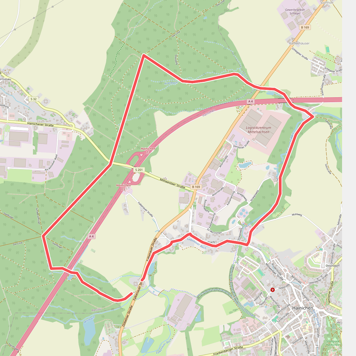 Ww Hainichen- Rossauer Wald-Schlegel-Hainichen, Markierung mangelhaft