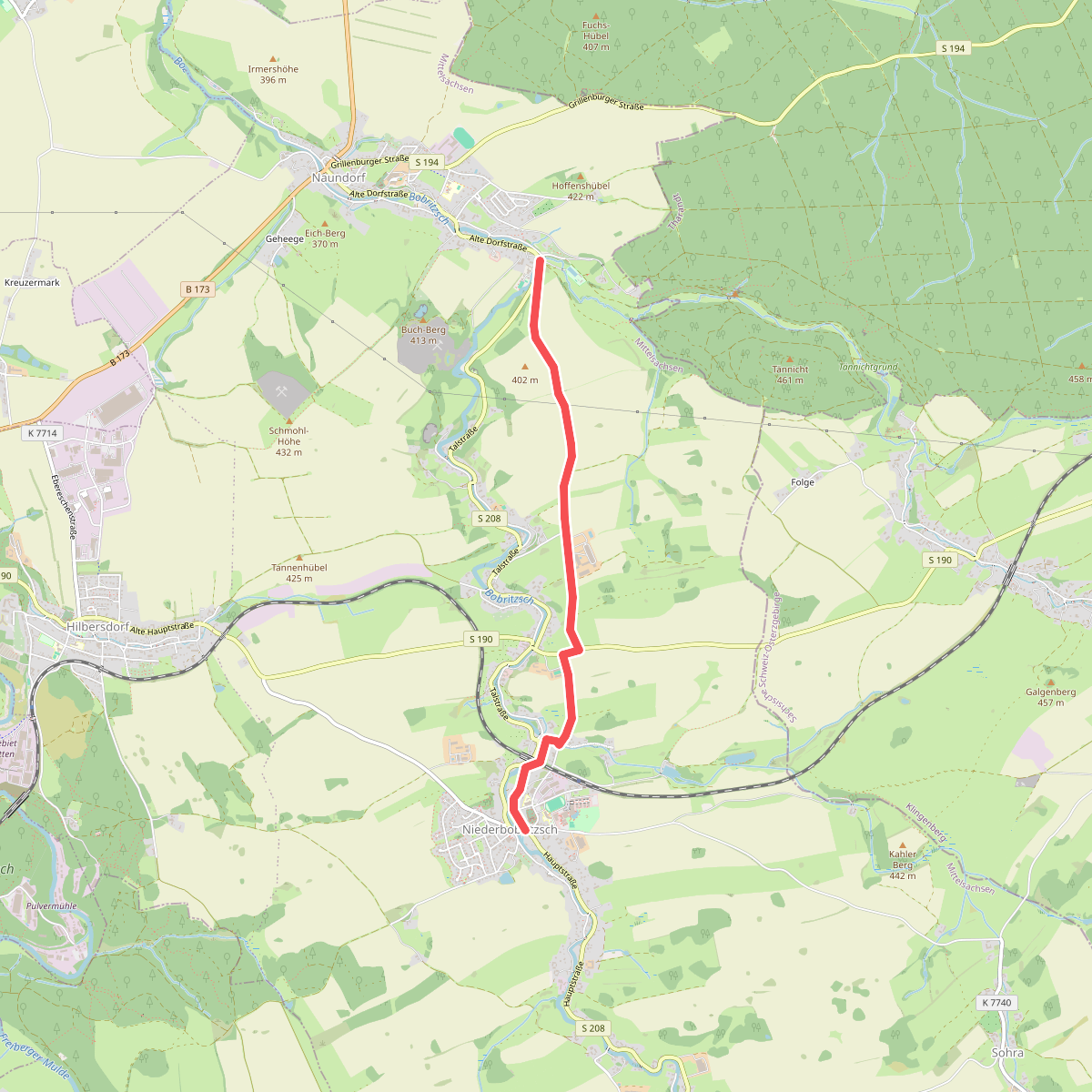 Wanderweg Niederbobritzsch - Naundorf